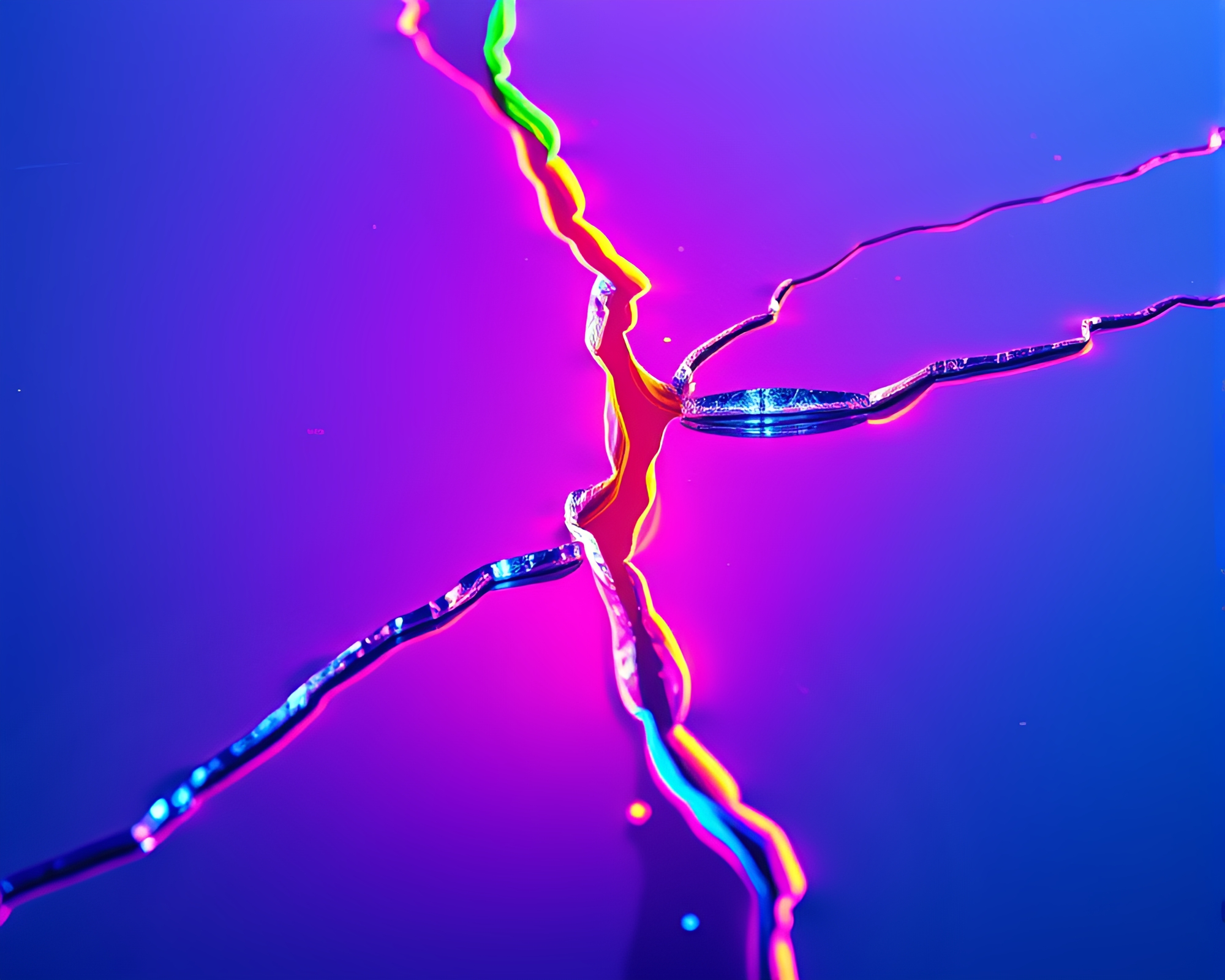 Neon Violin Reflection in Ice Crack – free AI stock image