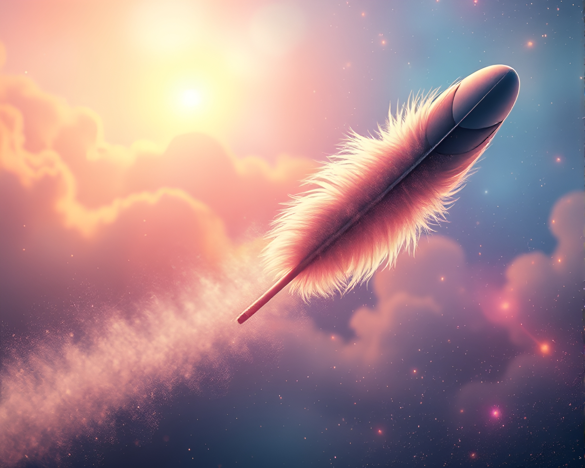 Feathered Jetpack Surrounded by Aurora Hues – free AI stock image