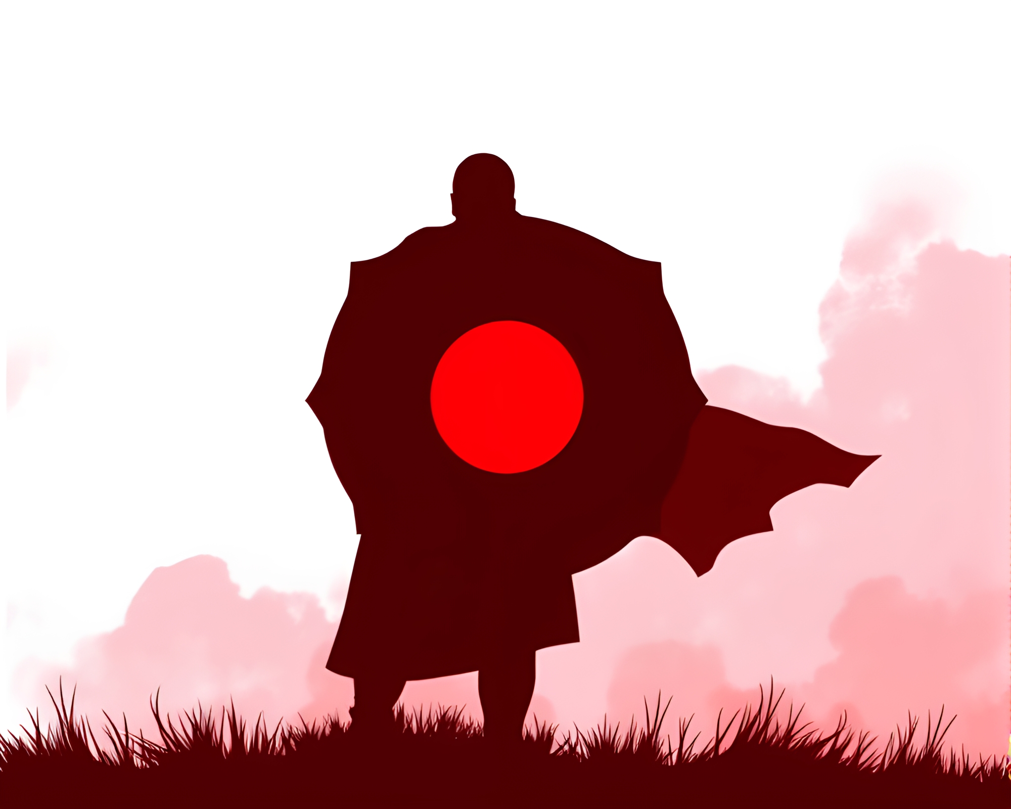 Off-Center Ruby Red Shield Silhouette – free AI stock image