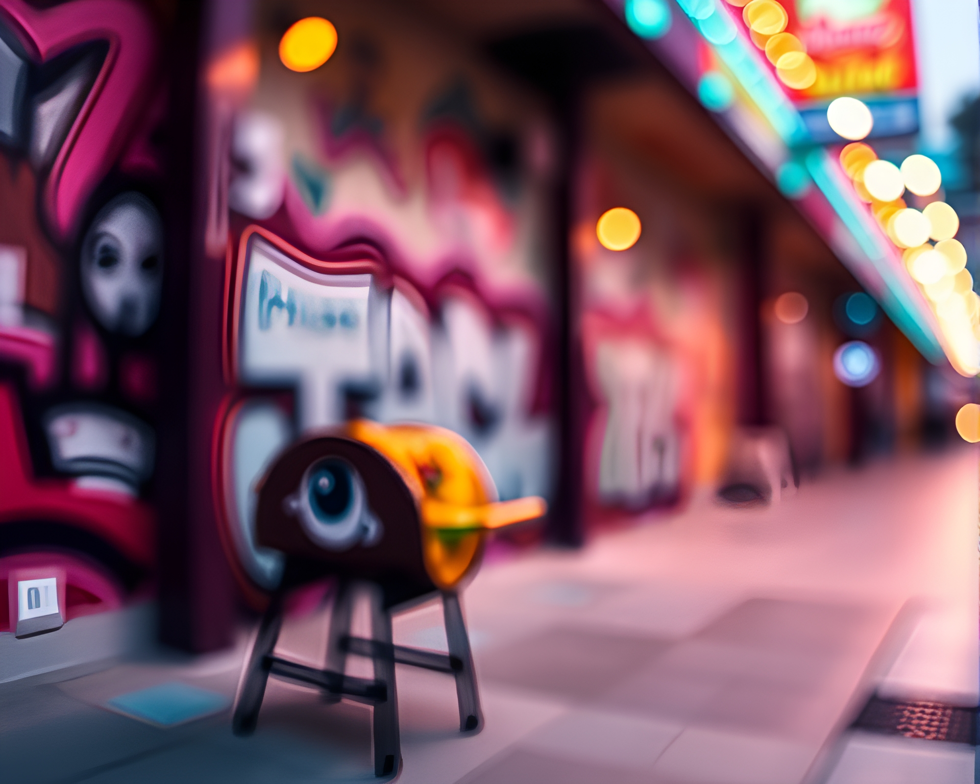 Taco Stand Bokeh: Graffiti Geometric Abstraction – free AI stock image