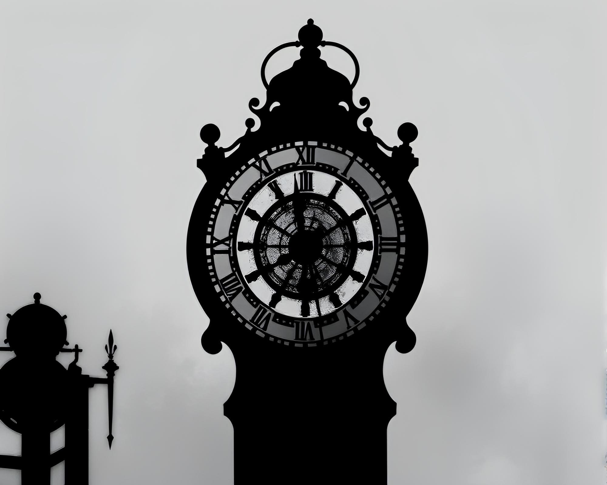 Steampunk Chrono Clock Shadow Silhouette Illustration – free AI stock image