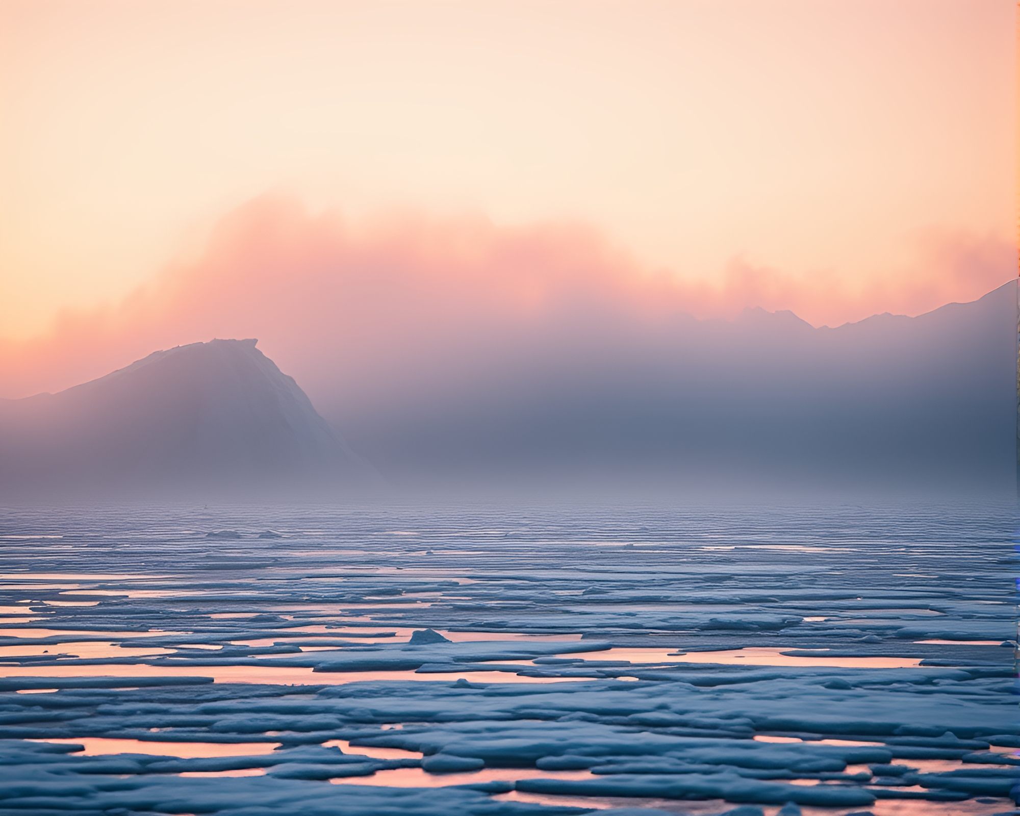 Glowing Arctic Iceberg Among Dust Overlay – free AI stock image
