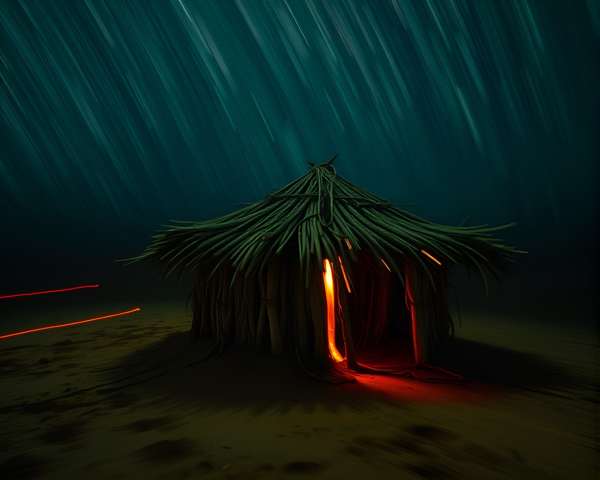 Abstract Motion Blur Mud Hut Illumination – free AI stock image