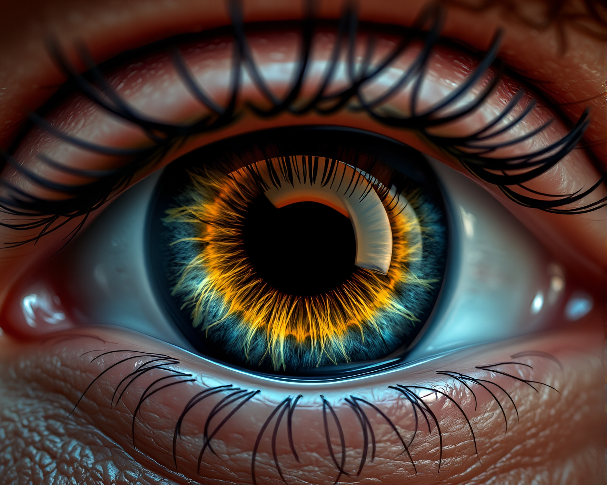 Futuristic smart contact lens stitched pattern design – free AI stock image