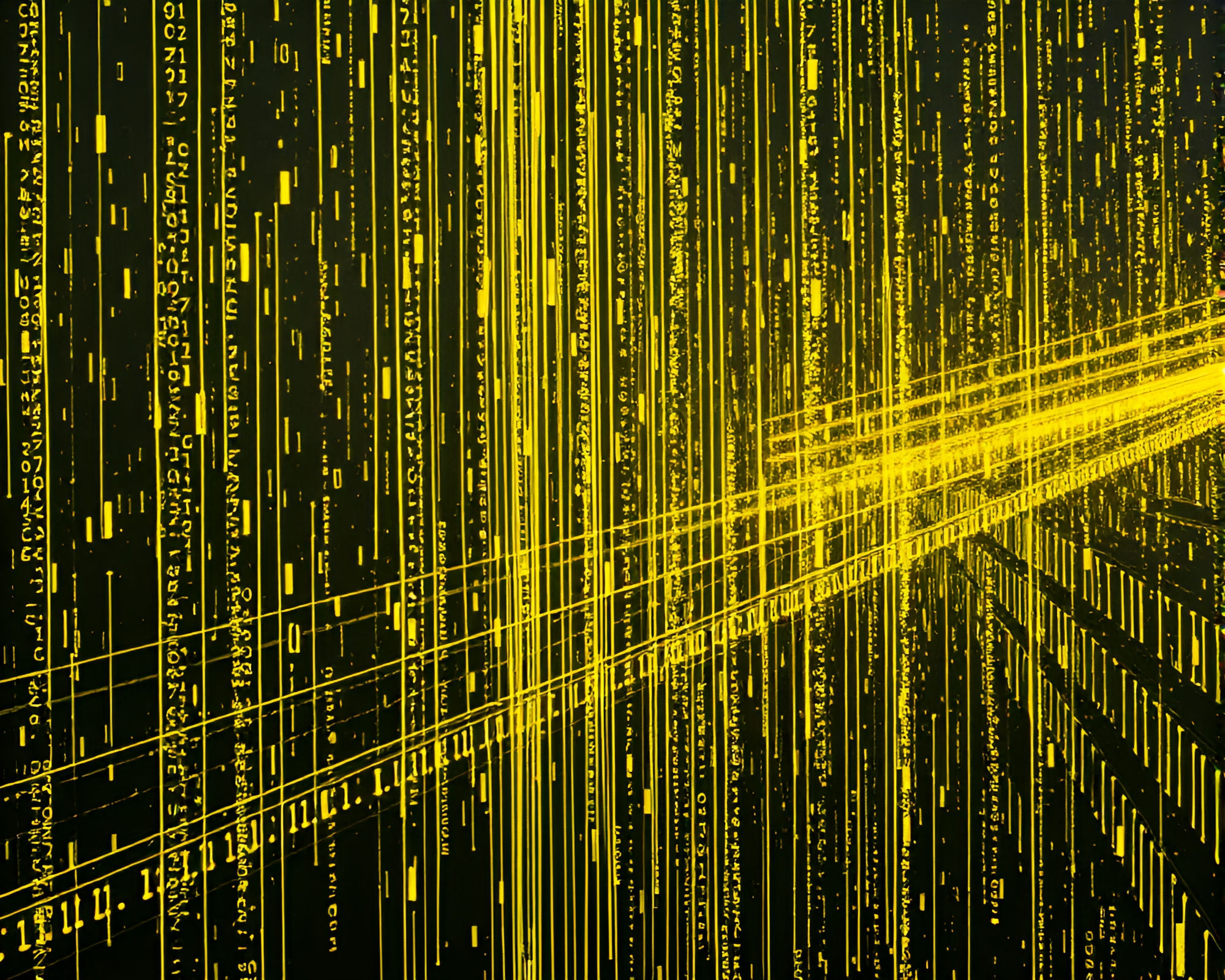 Fiber Optics Illuminating Binary Code in Monochrome Fresco – free AI stock image