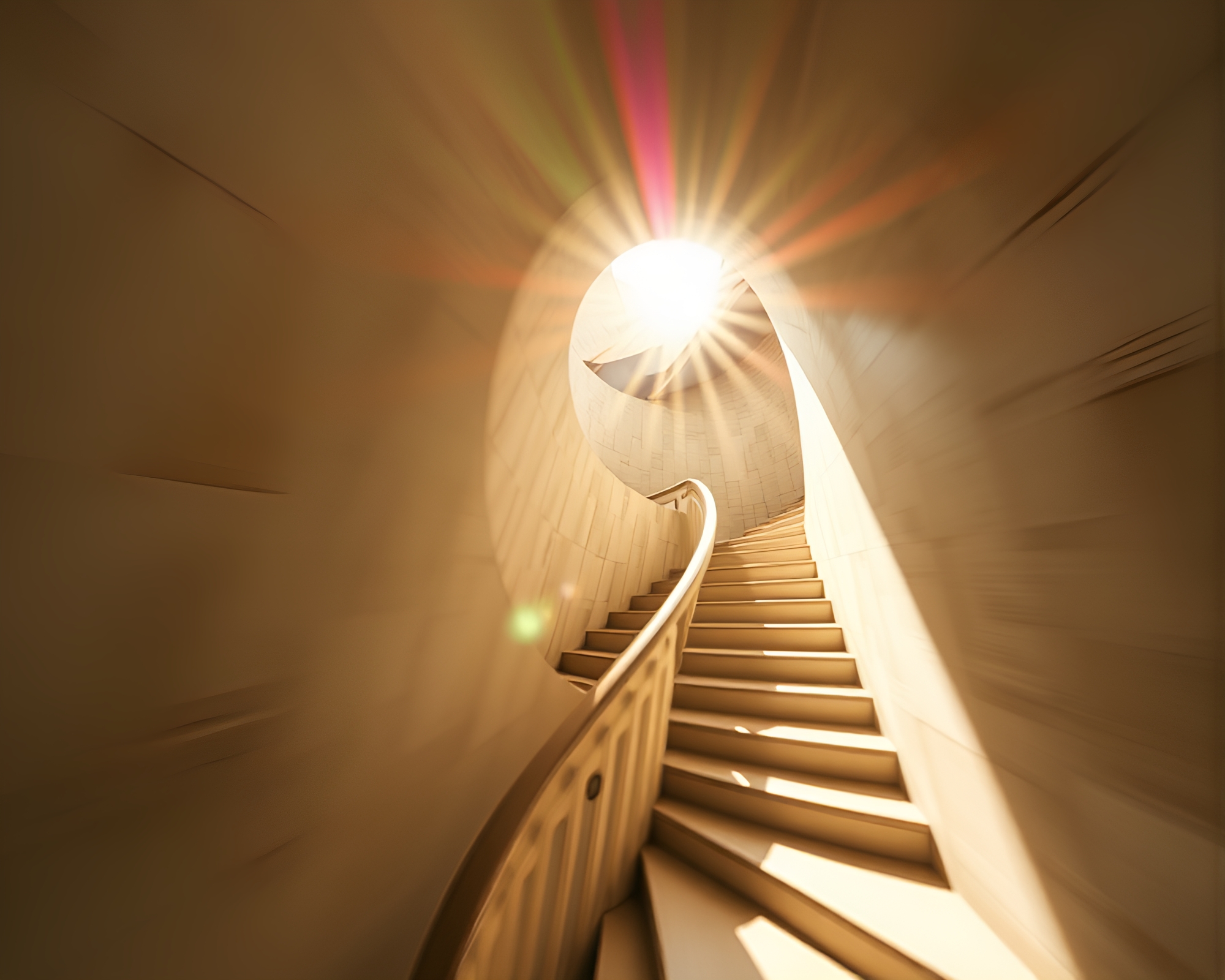 Abstract Escher Staircase in Solar Flare Glow – free AI stock image