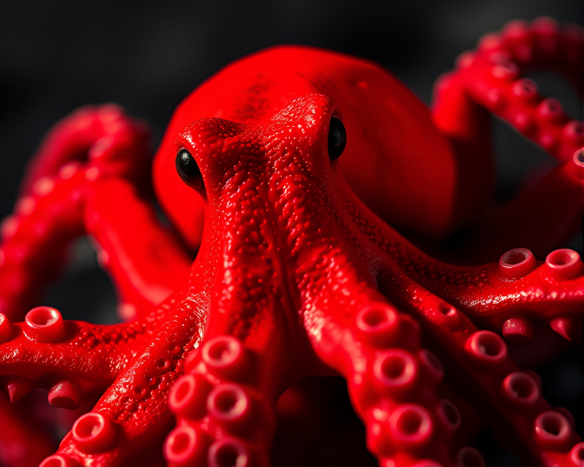 Octopus in Monochrome Red Toon Shading Macro View – free AI stock image