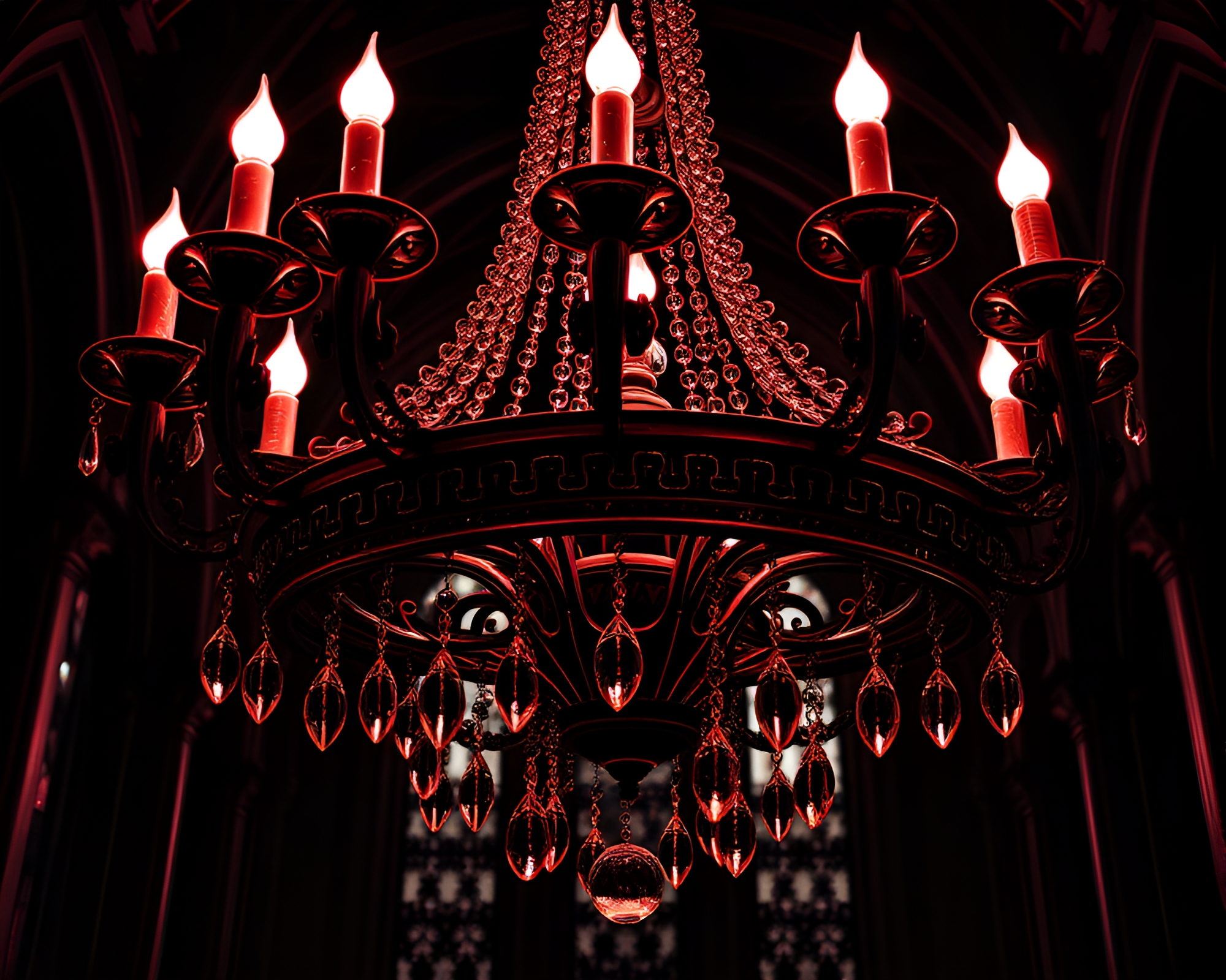 Gothic Chandelier Illuminating Line Art Portrait – free AI stock image