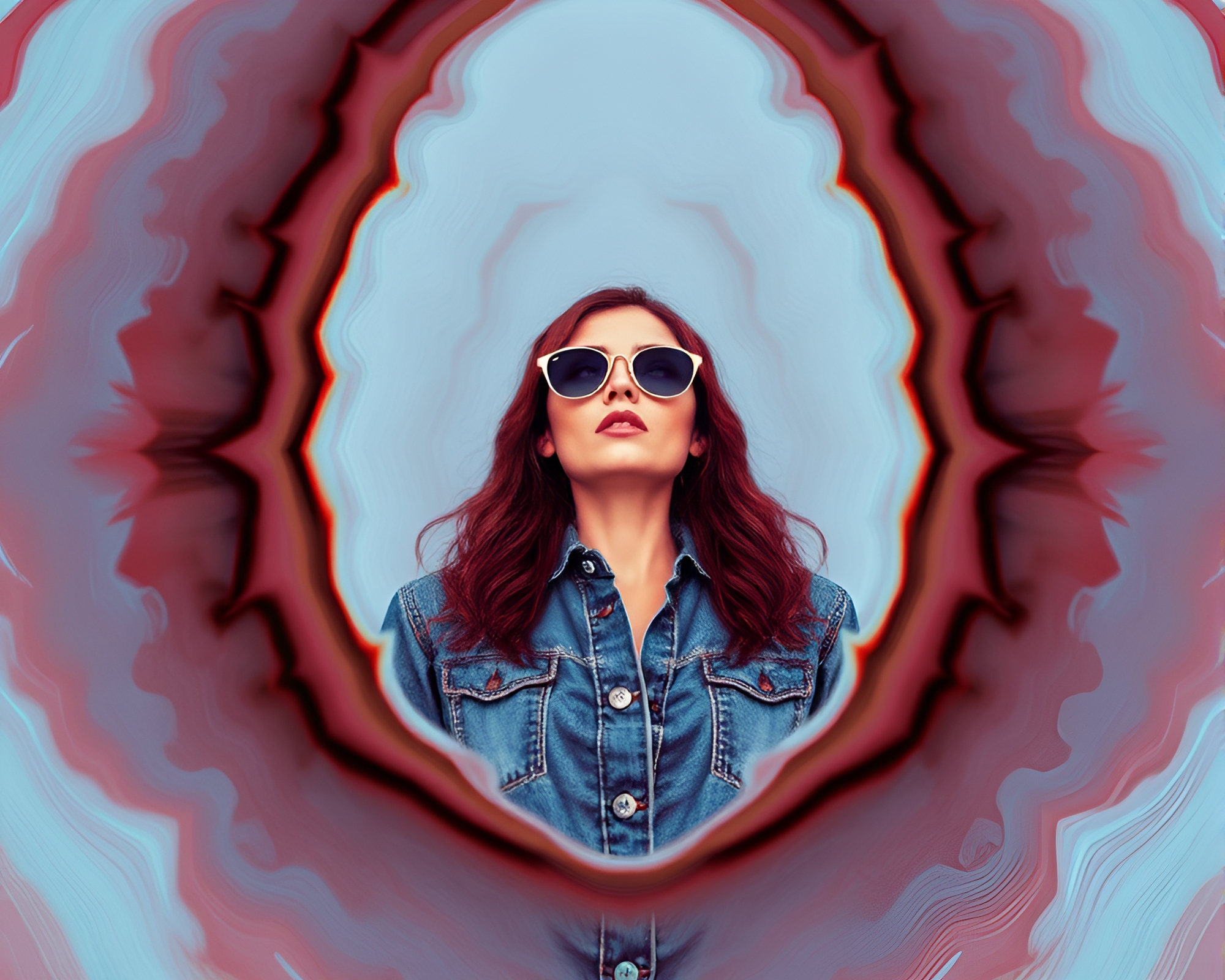 Natural Frame Optical Illusion Fashion Illustration – free AI stock image