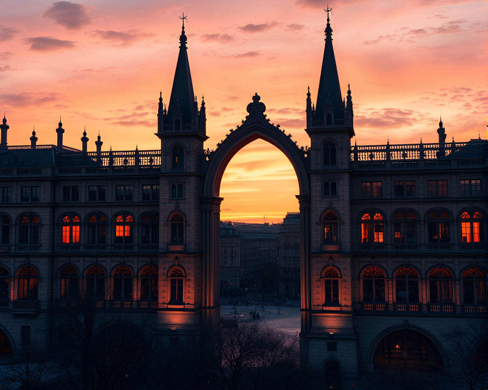 Enigmatic Vampire Castle in Dusk – free AI stock image