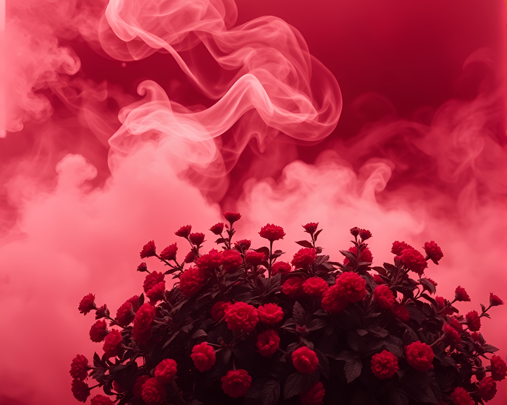Dystopian Raspberry Bush Smoke Plume Swirl – free AI stock image