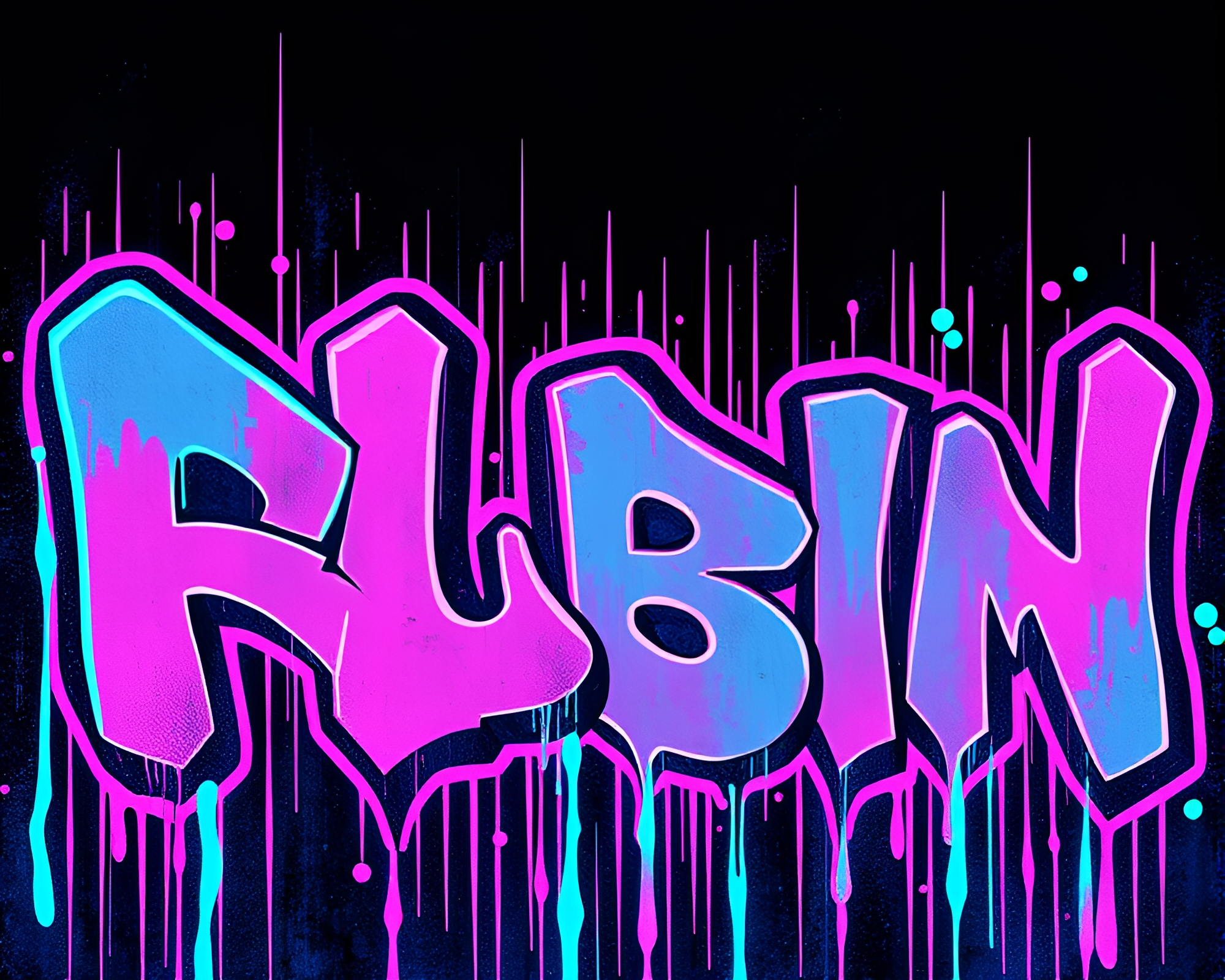 Neon Golem Blueprint Amid Graffiti Drips – free AI stock image