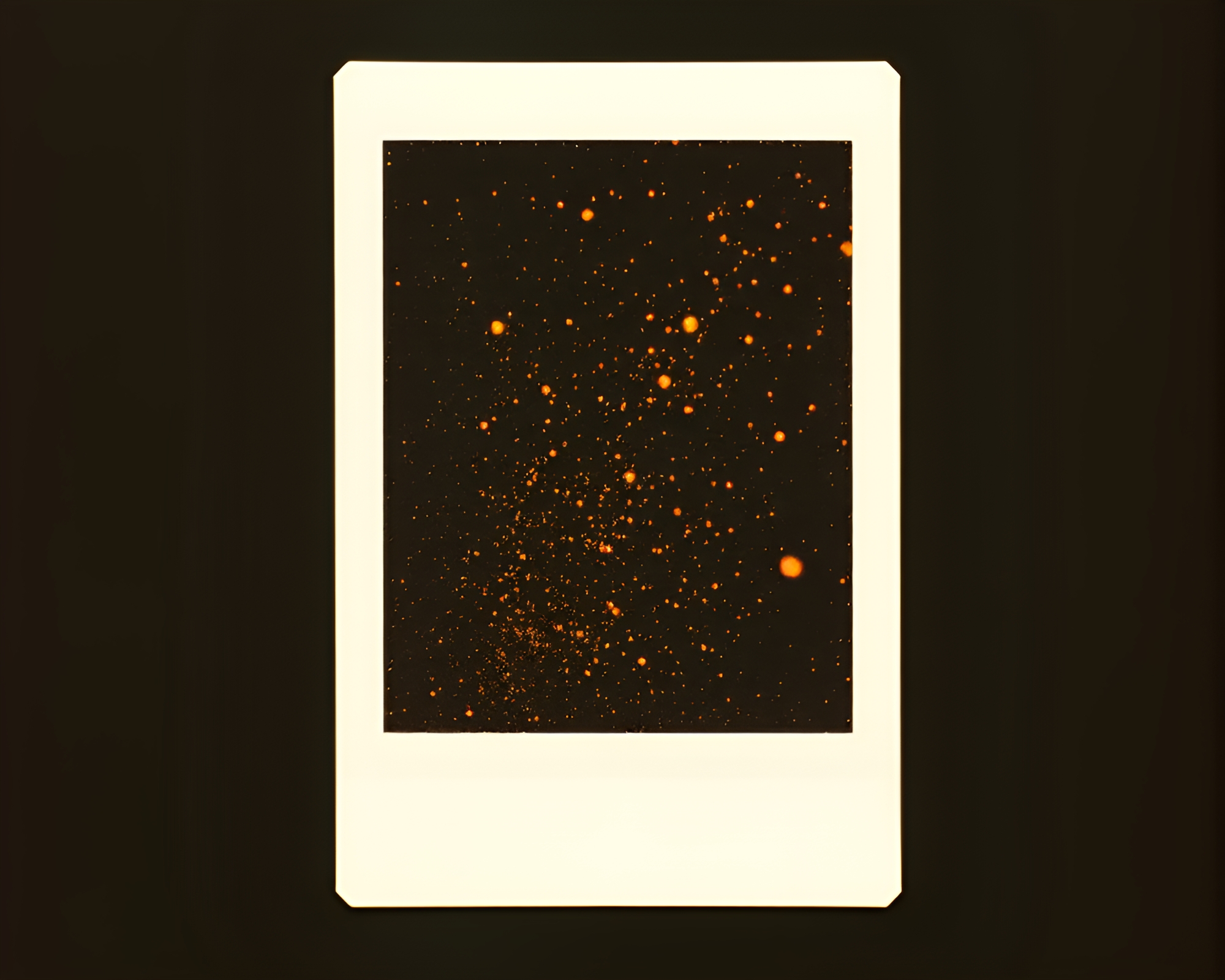 Whimsical Floating Camera Particles Polaroid Frame – free AI stock image