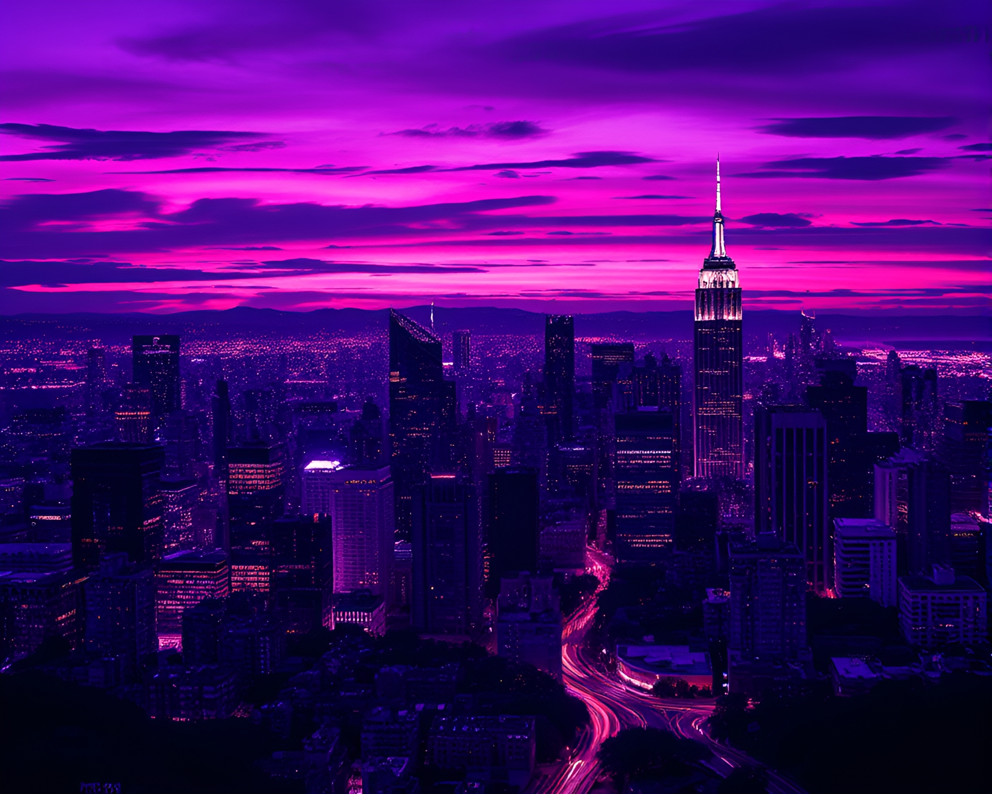 Foil Stamped Virtual City Glow – free AI stock image