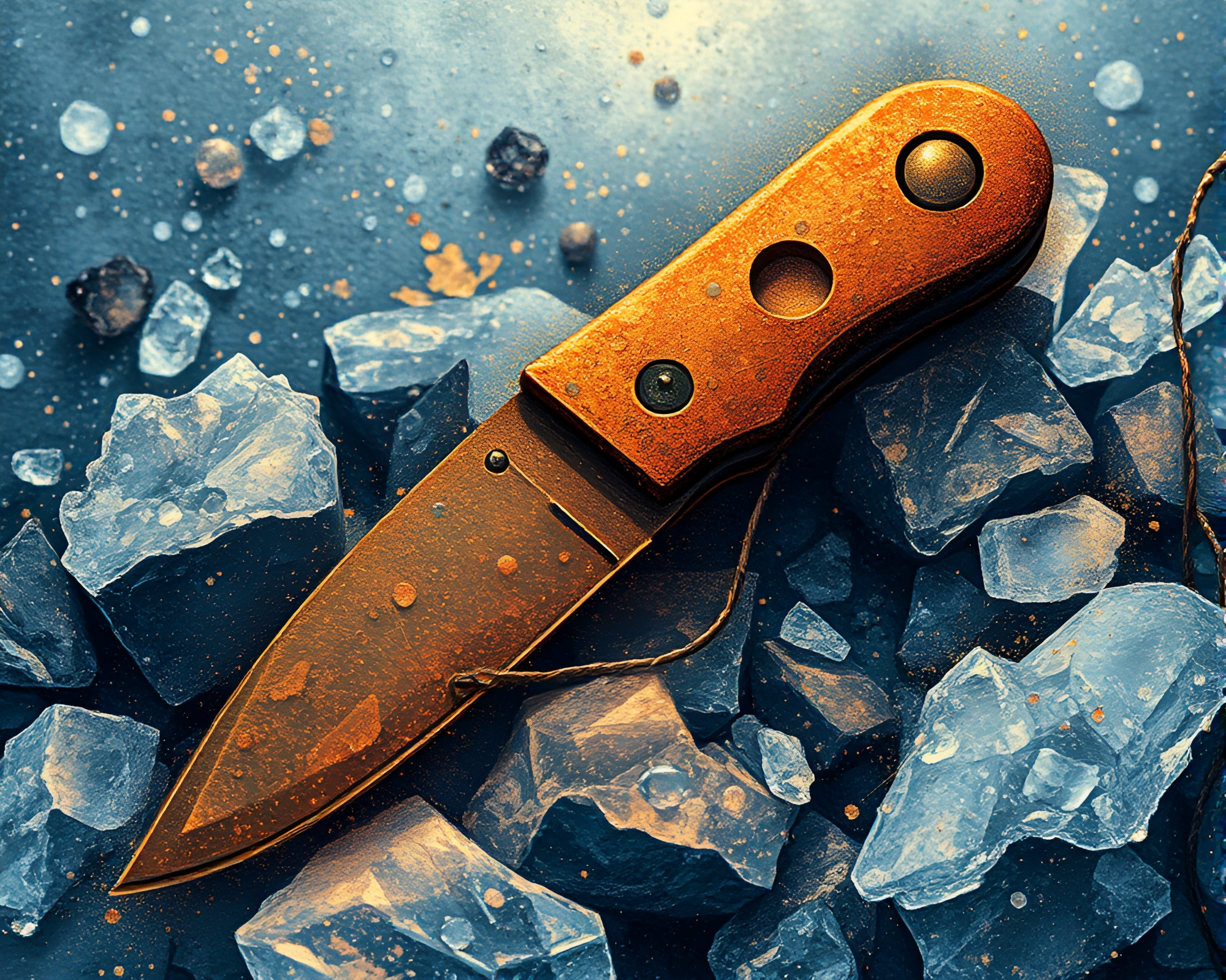 Frozen Rust: A Pointillism Artwork of Ice Crystal Formation – free AI stock image