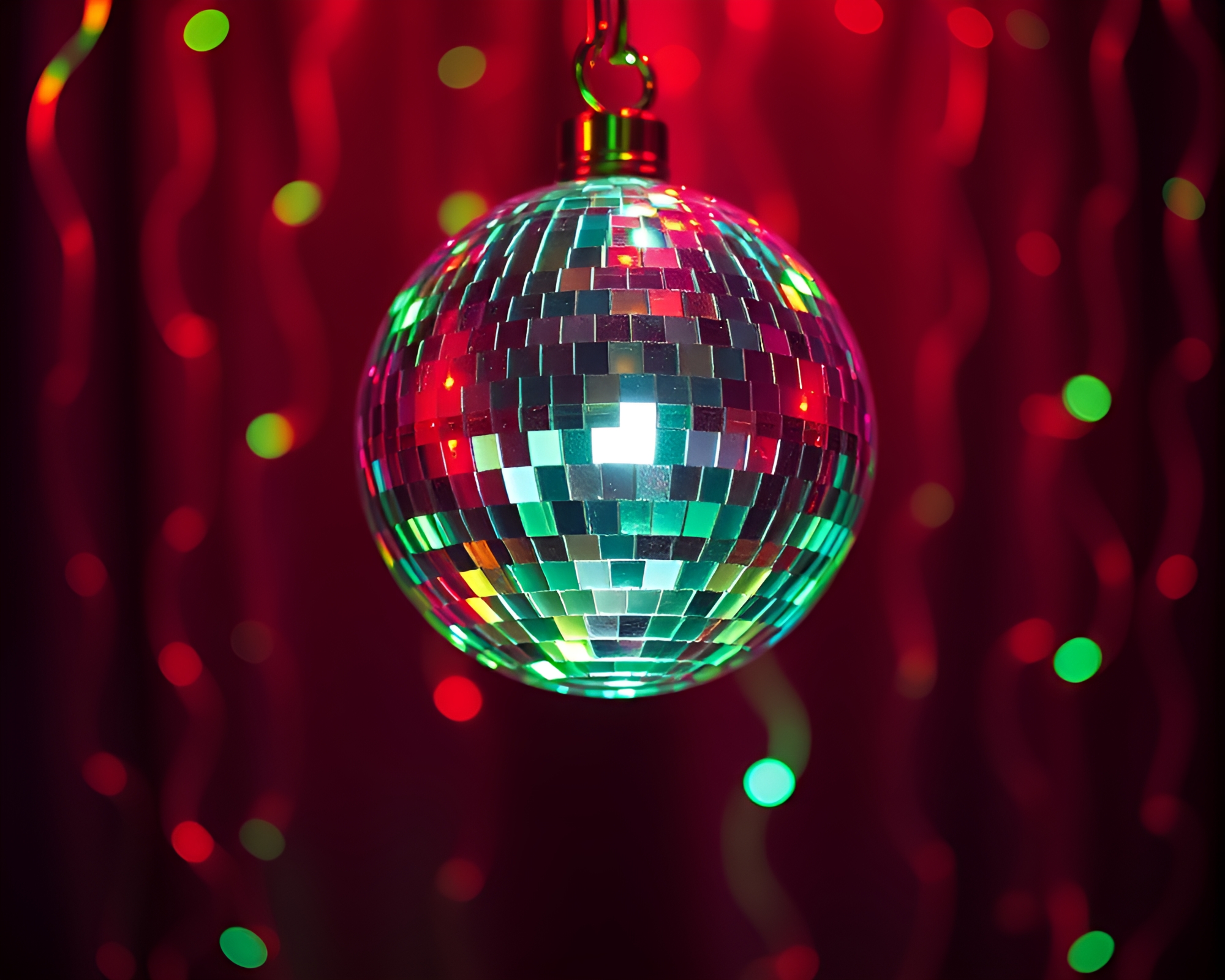 Glimmering Elf Disco: Neon Thermal Reflections – free AI stock image
