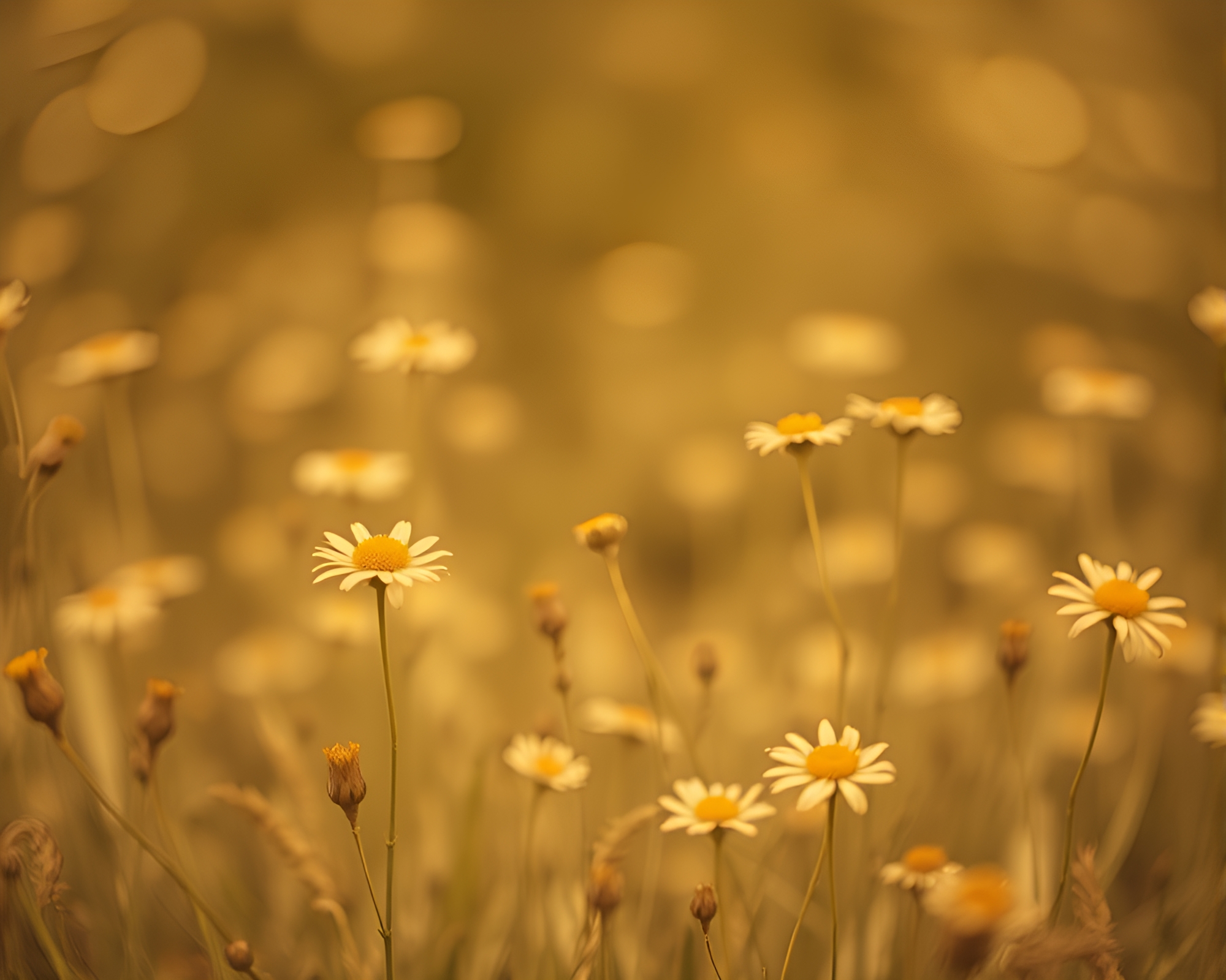 Meadow of Sepia Flowers Through Glass Distortion – free AI stock image