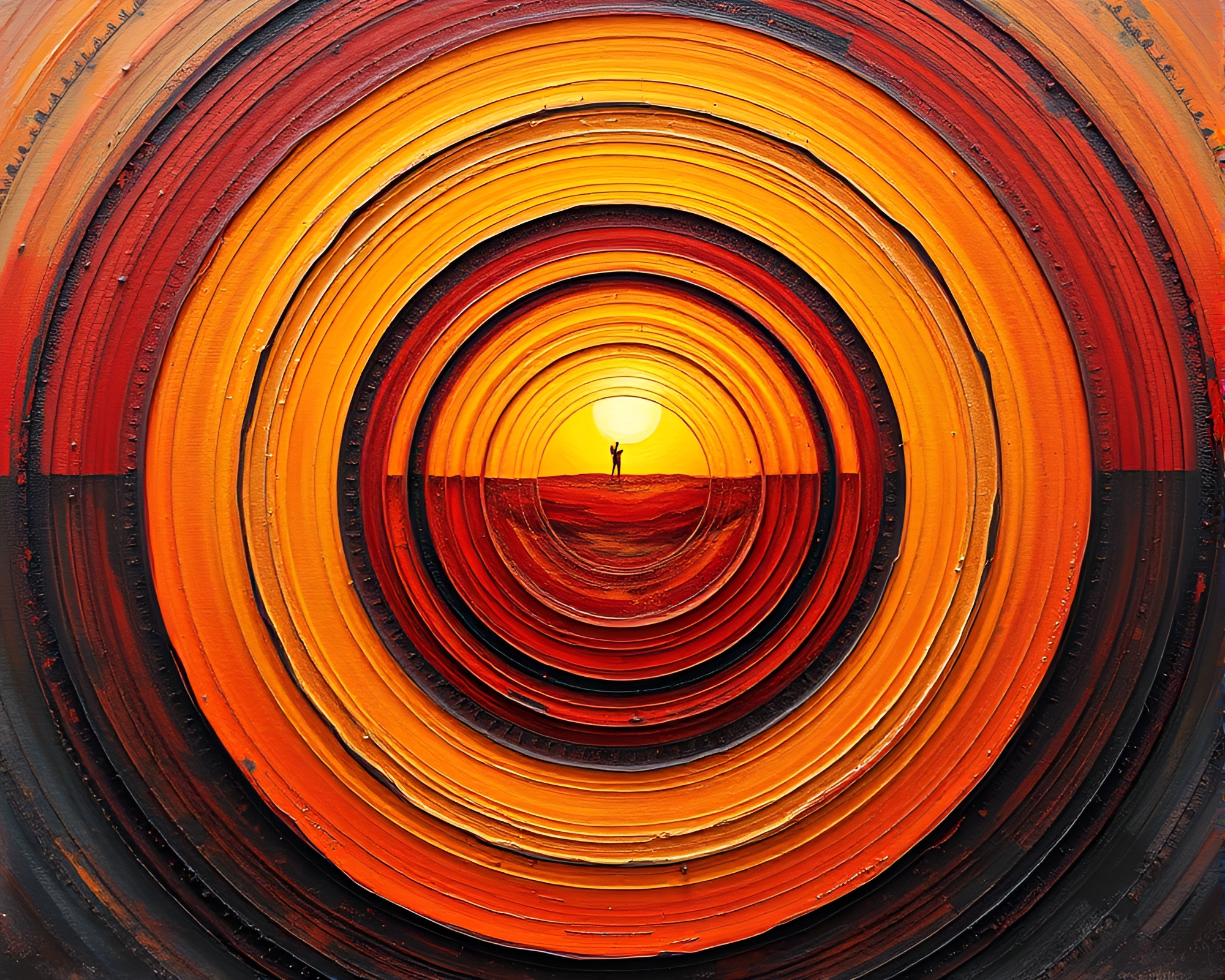 Microscopic Sunset: Concentric Circle Universe – free AI stock image