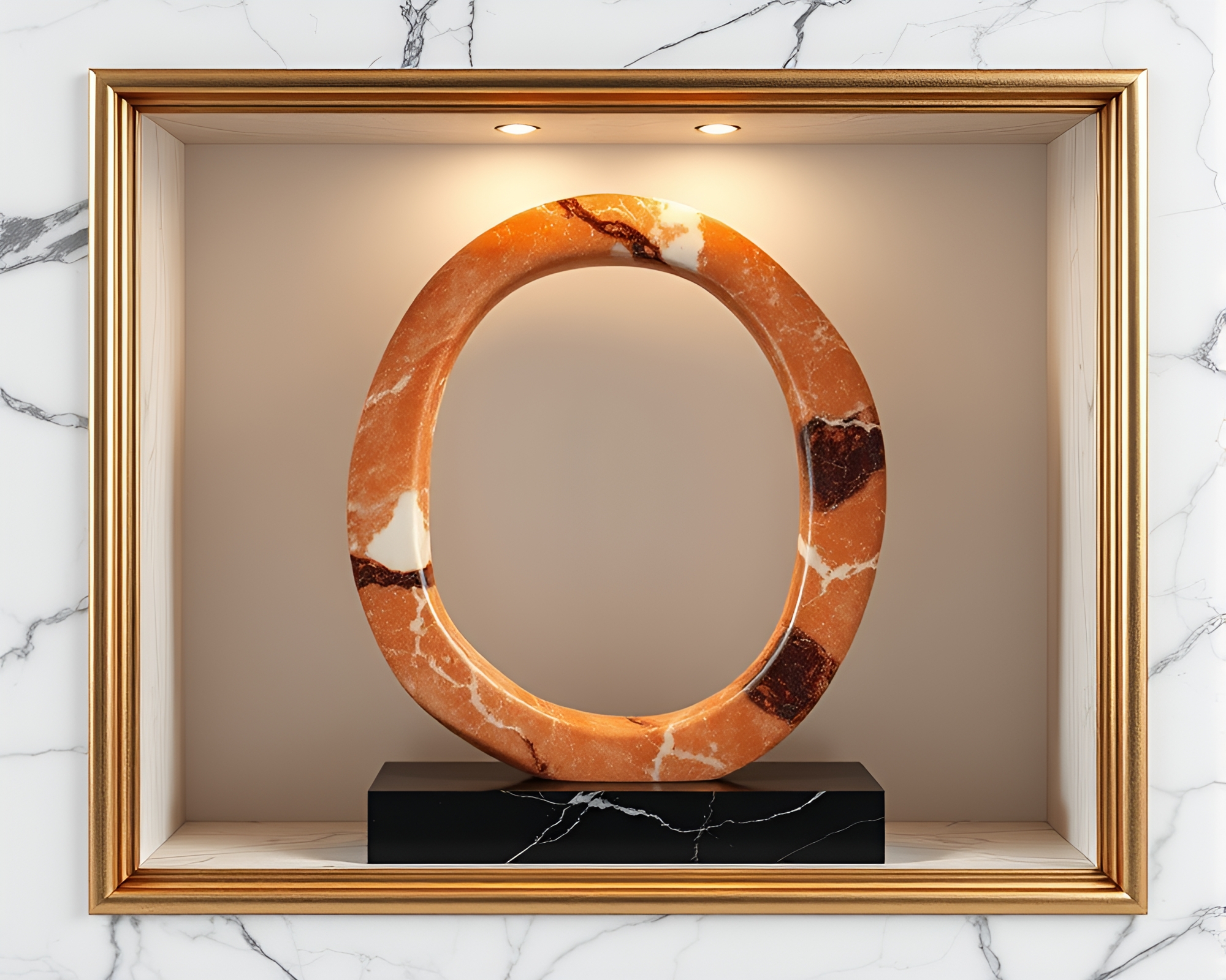 Marble Statue Enclosed in Intricate Frame of Topaz Light – free AI stock image