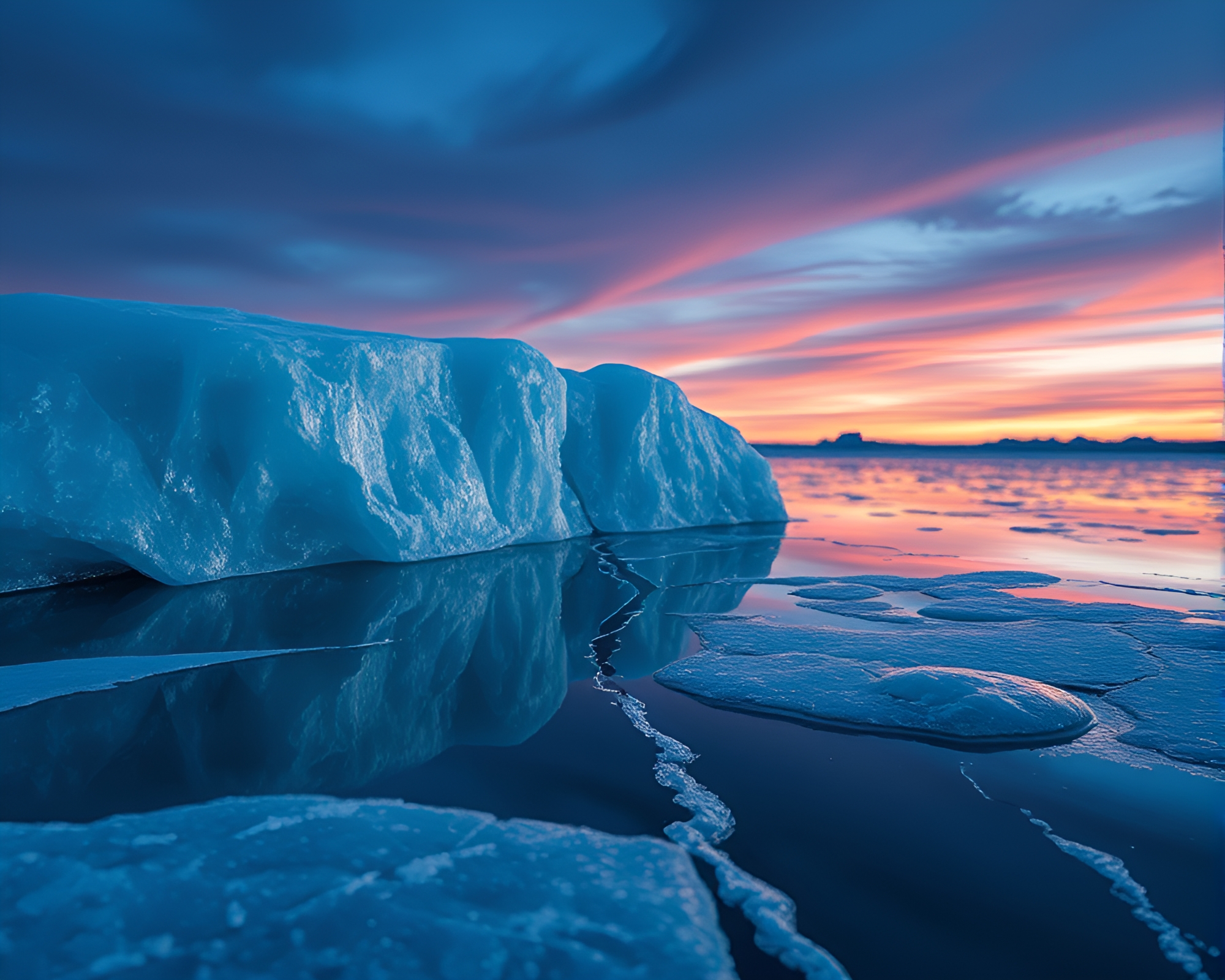 Twilight Ice Reflection Dream with AI Style – free AI stock image