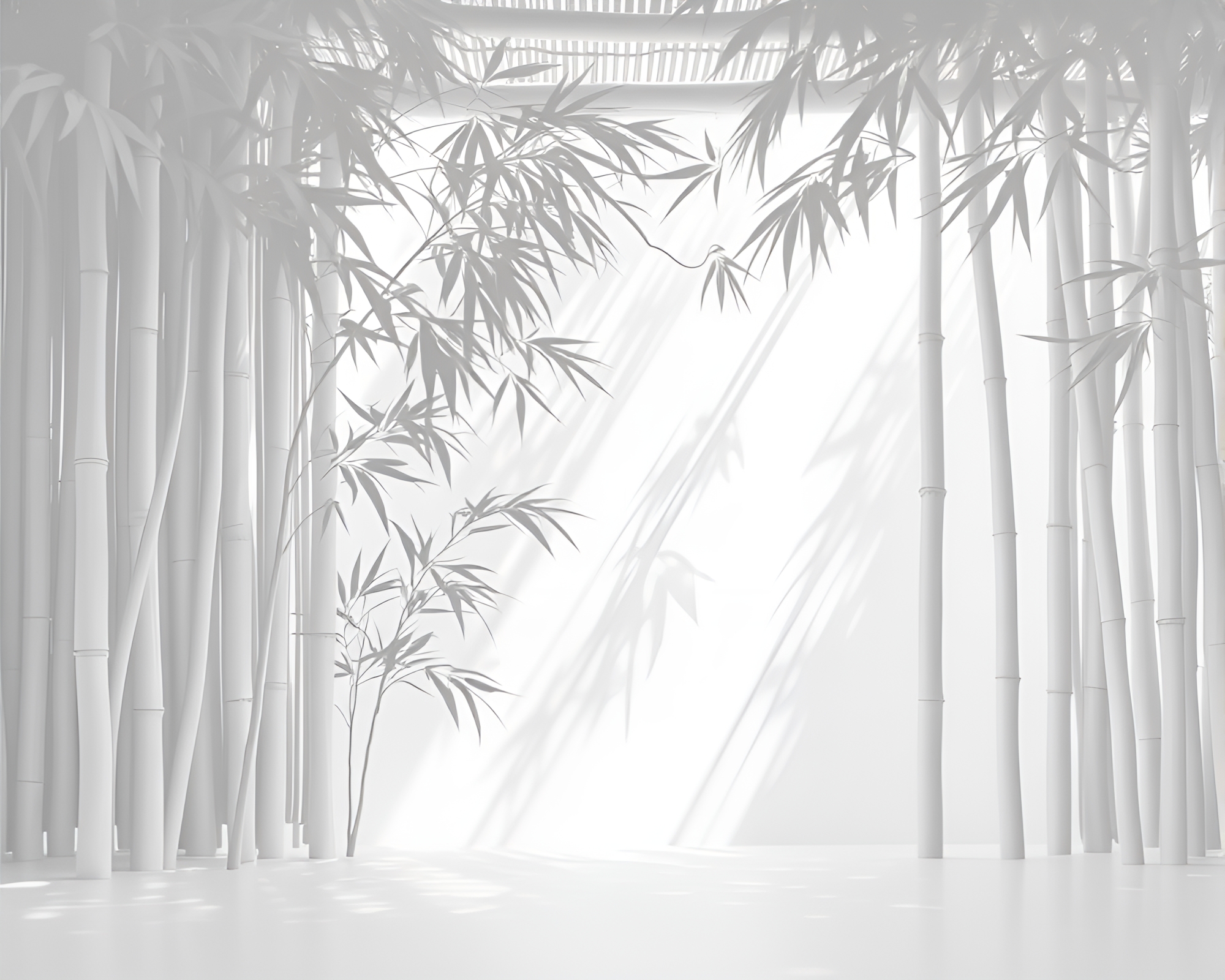 Minimalist Bamboo Hut with Ivory White Light – free AI stock image