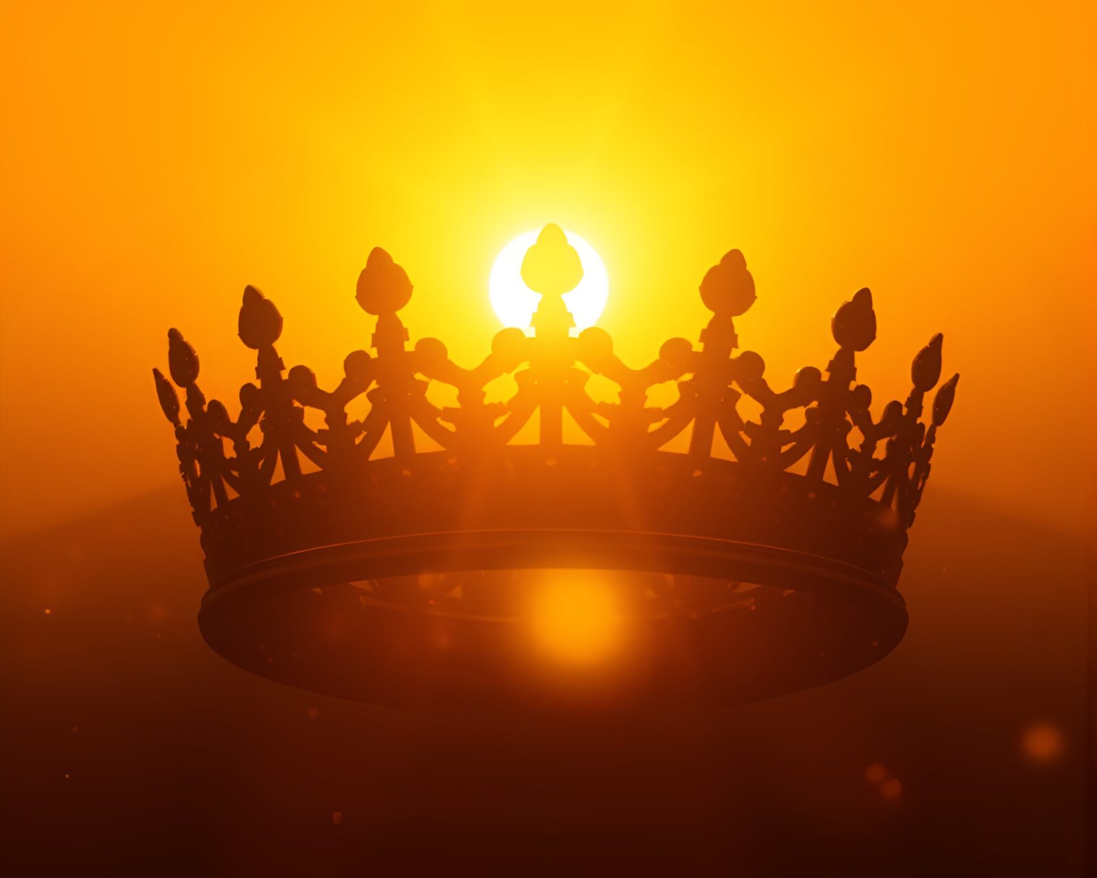 Procedurally generated crown in bright sunrise setting with noise