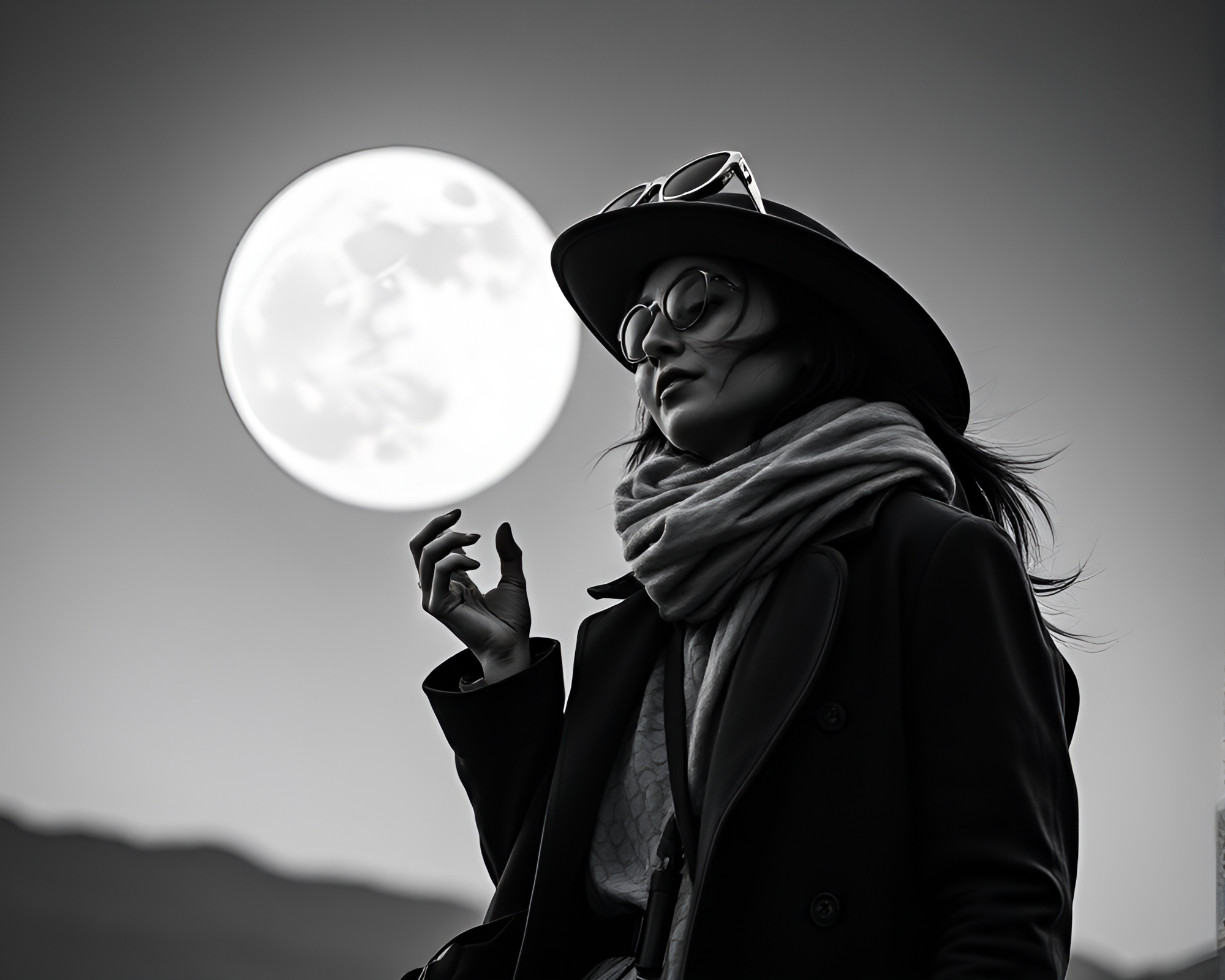 Lunar Time Traveler Fashion Illustration – free AI stock image