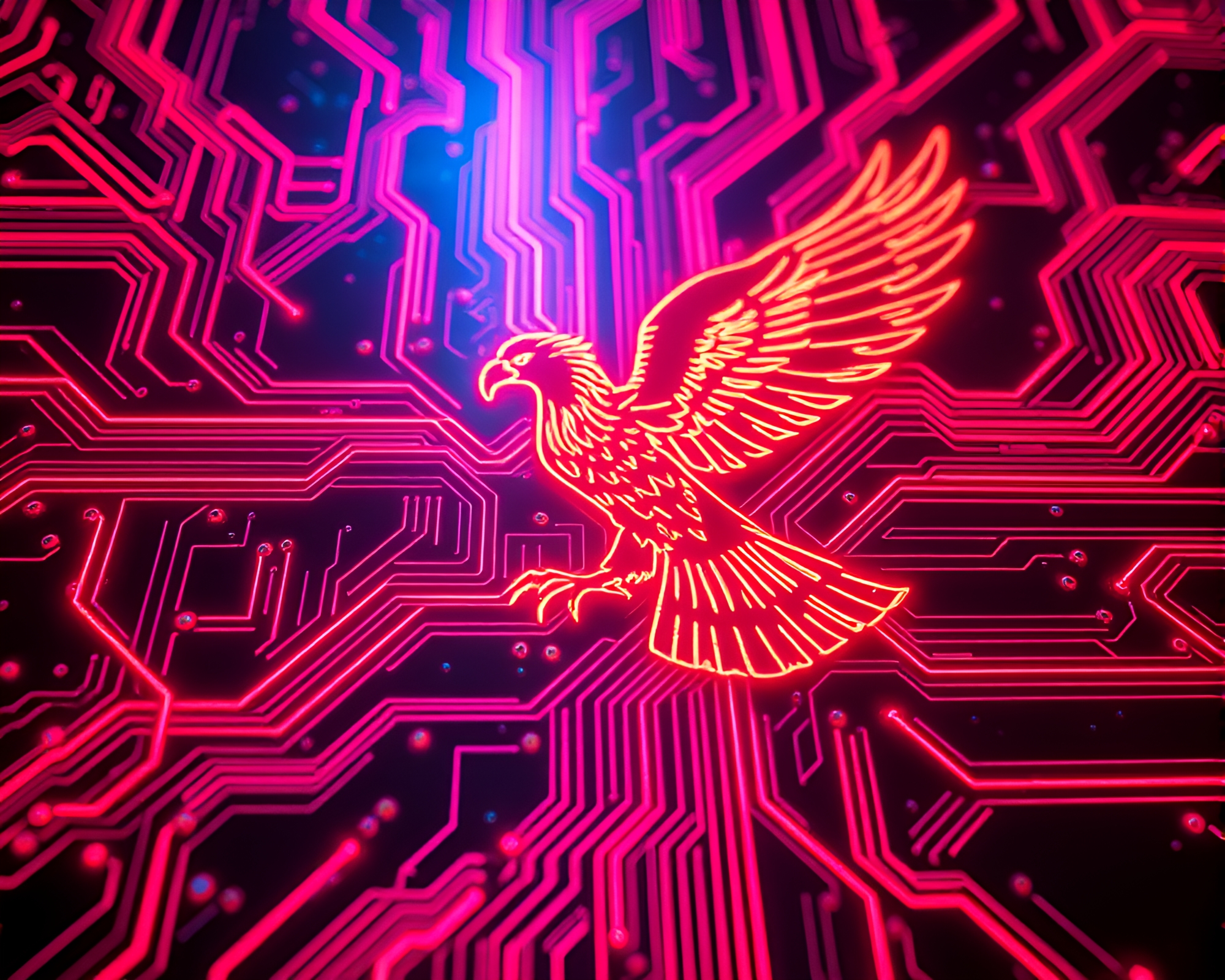 Futuristic Falcon Synthwave Club Strobe Lights Art – free AI stock image