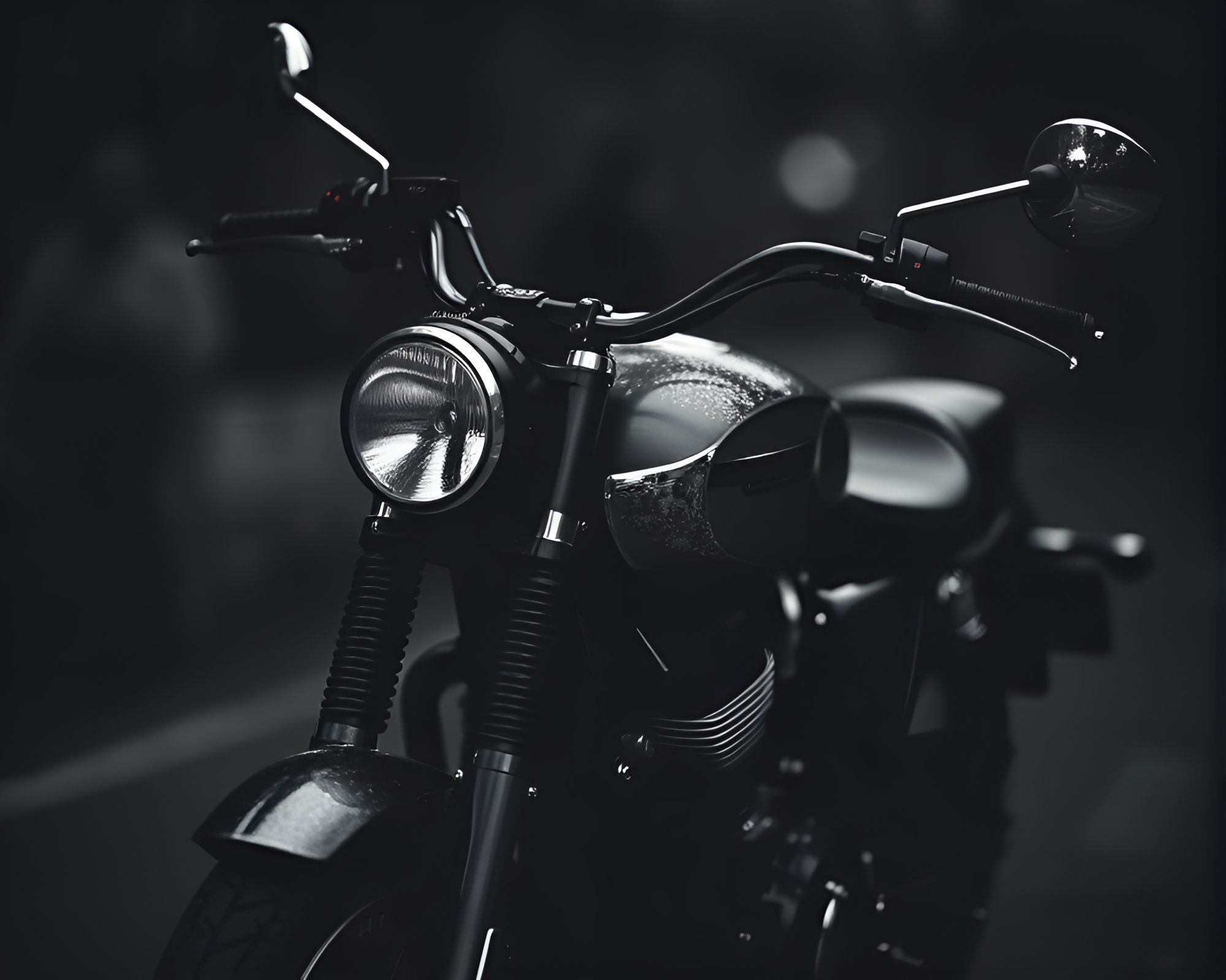 Etched Motorcycle Dream in Charcoal Black Art – free AI stock image