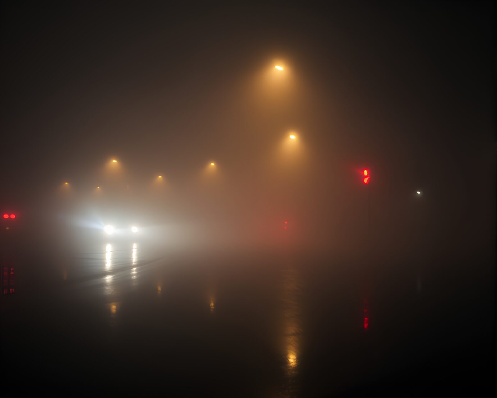 A mesmerizing image of Morse code telegraph reflected on water in fog