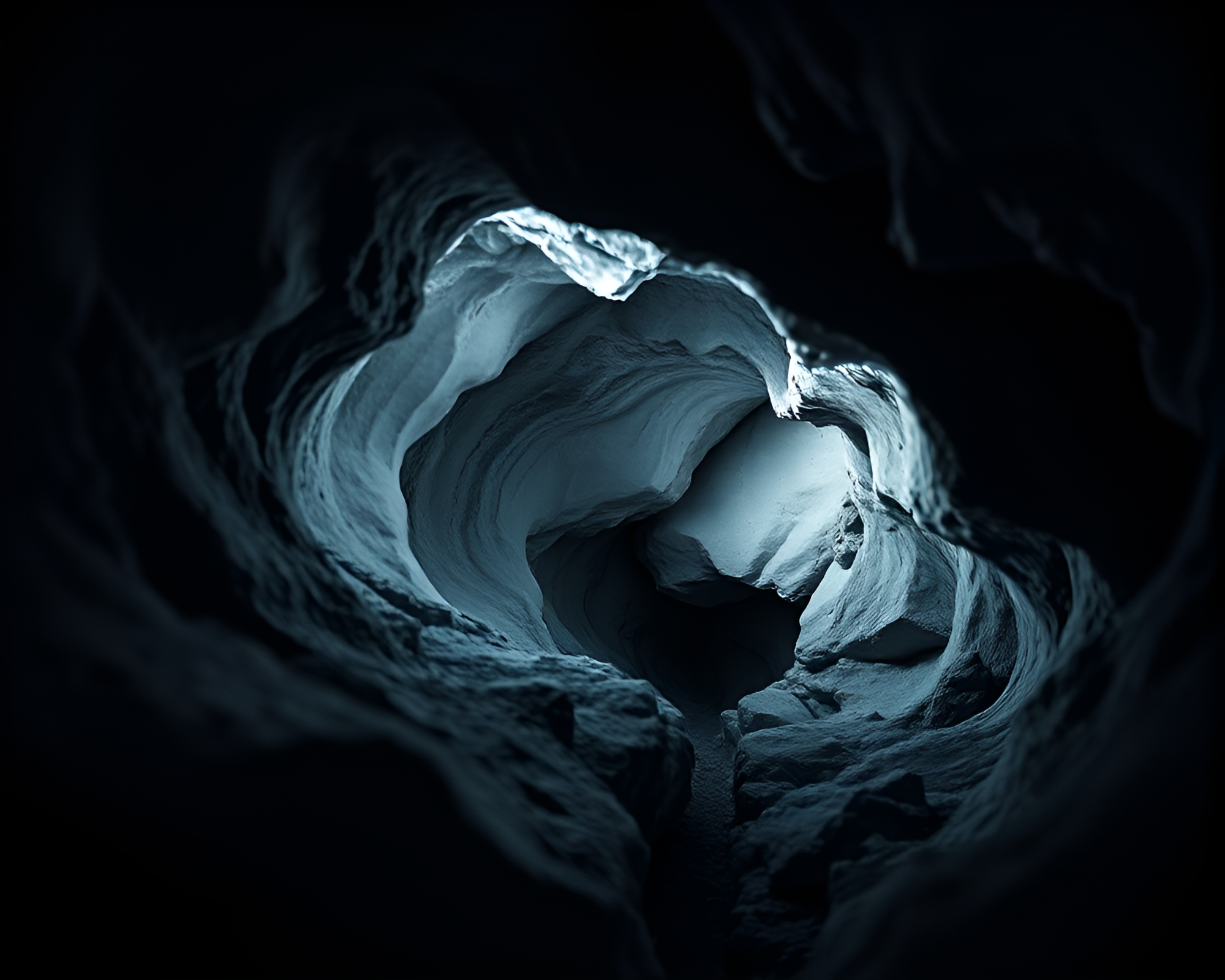 Glacial Cave Geometric Abstraction: Split Focus Noir – free AI stock image