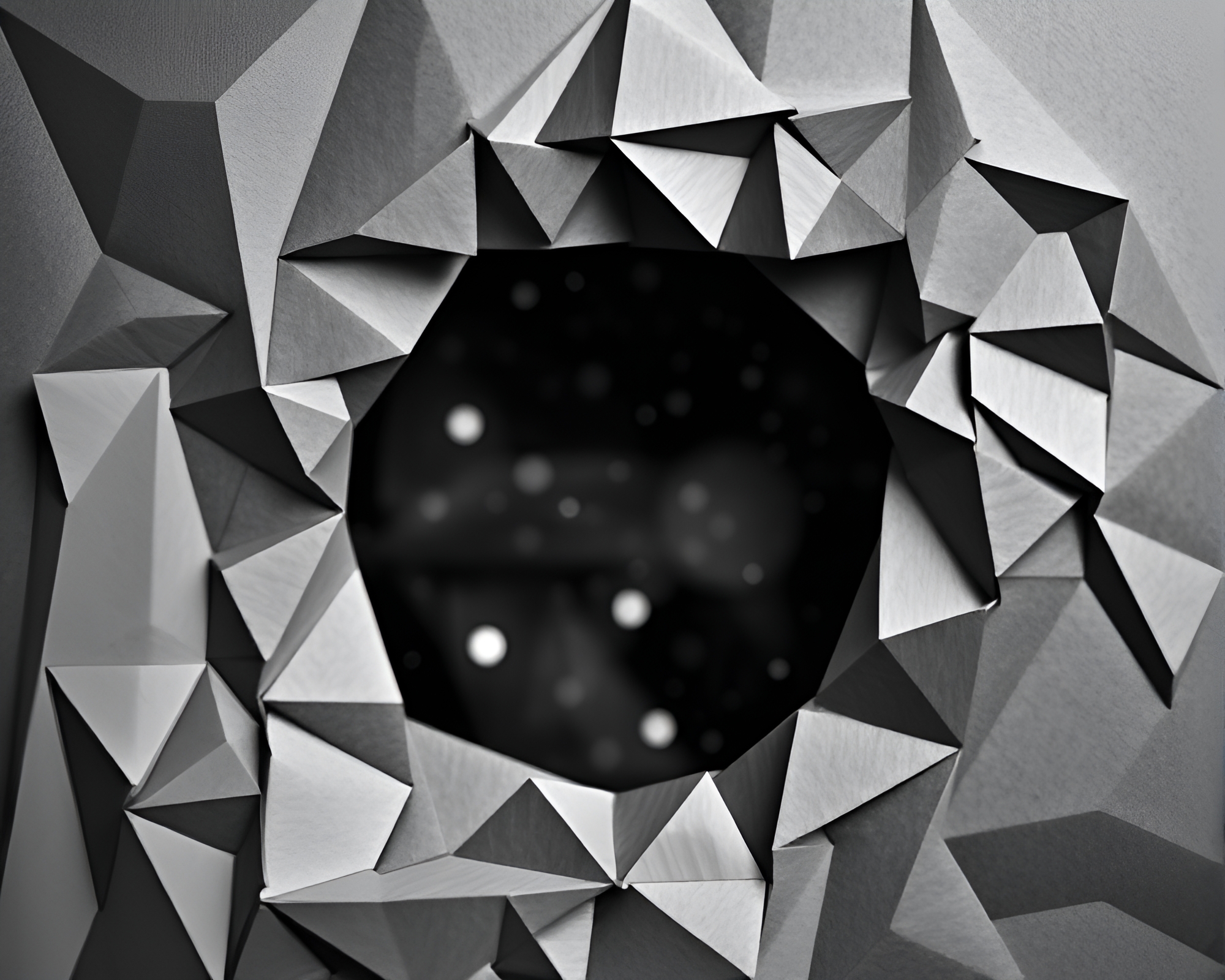 Ethereal Parallel Universe: Origami in Gray Tones – free AI stock image