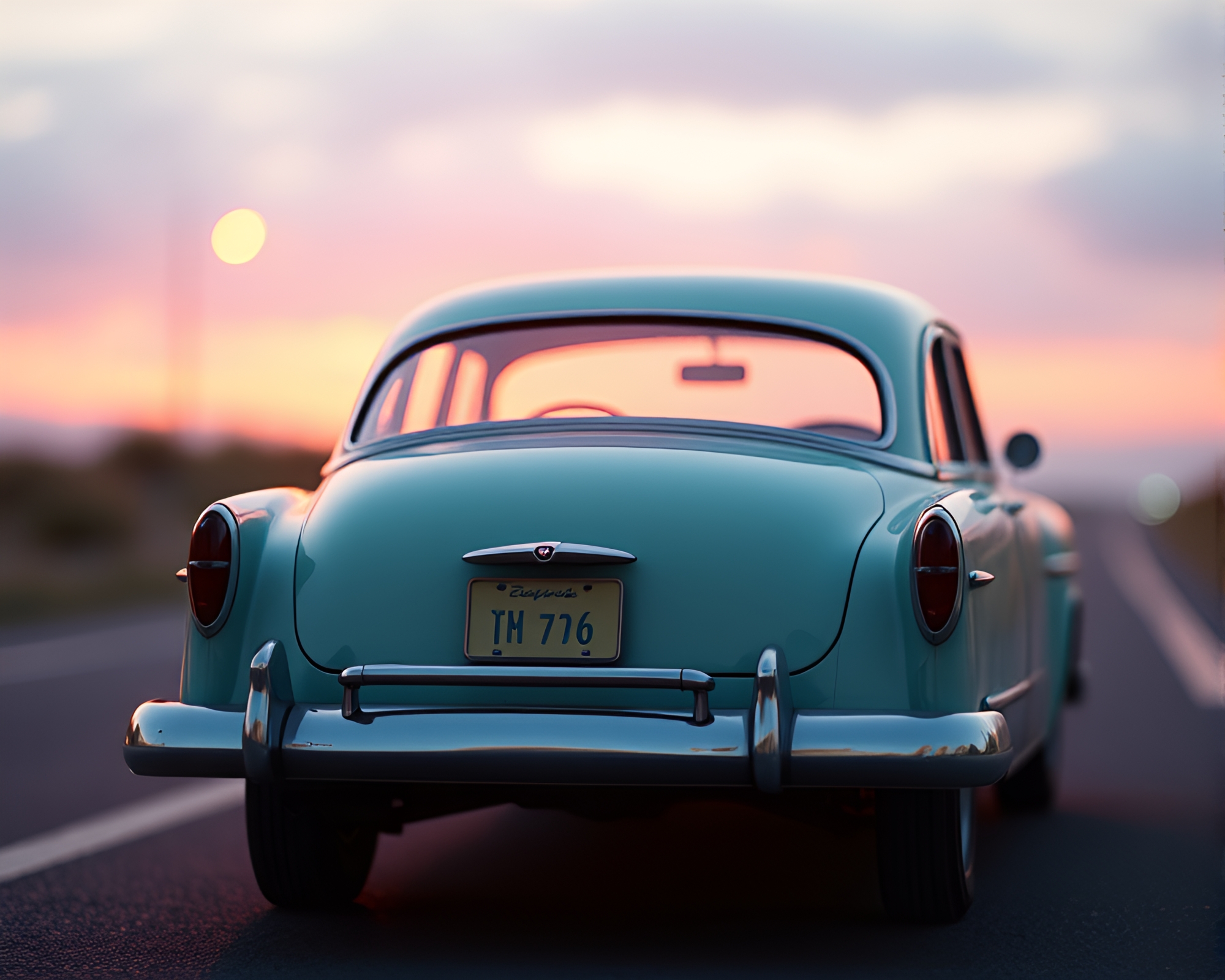 Vintage Car Backscatter Flare in Soft Pastel Stop-Motion – free AI stock image