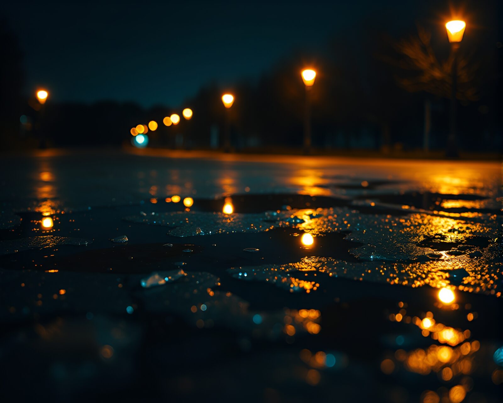 Generative adversarial network artwork of satellite reflection in puddle