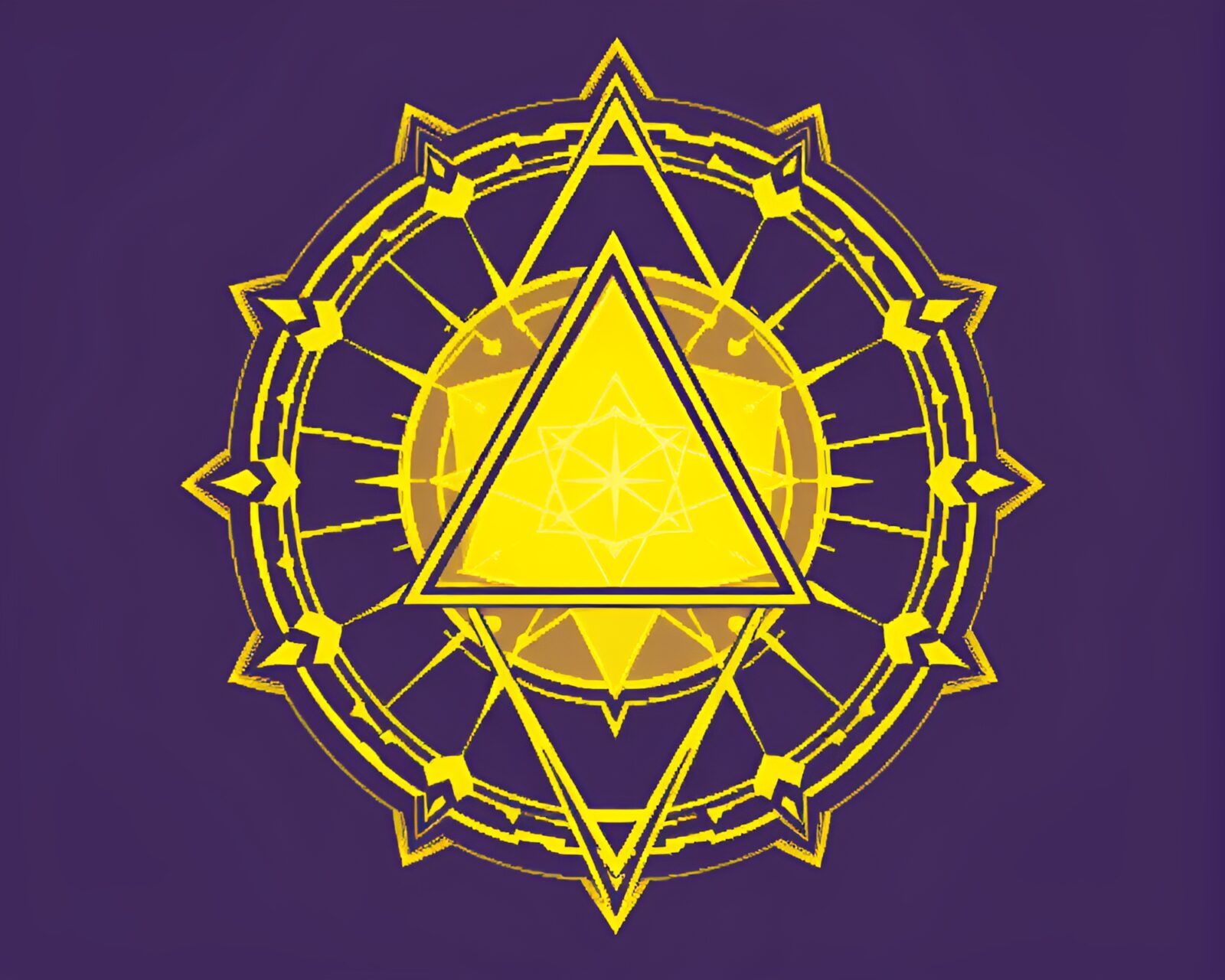 Vibrant lemon yellow sacred geometry in 8-bit style