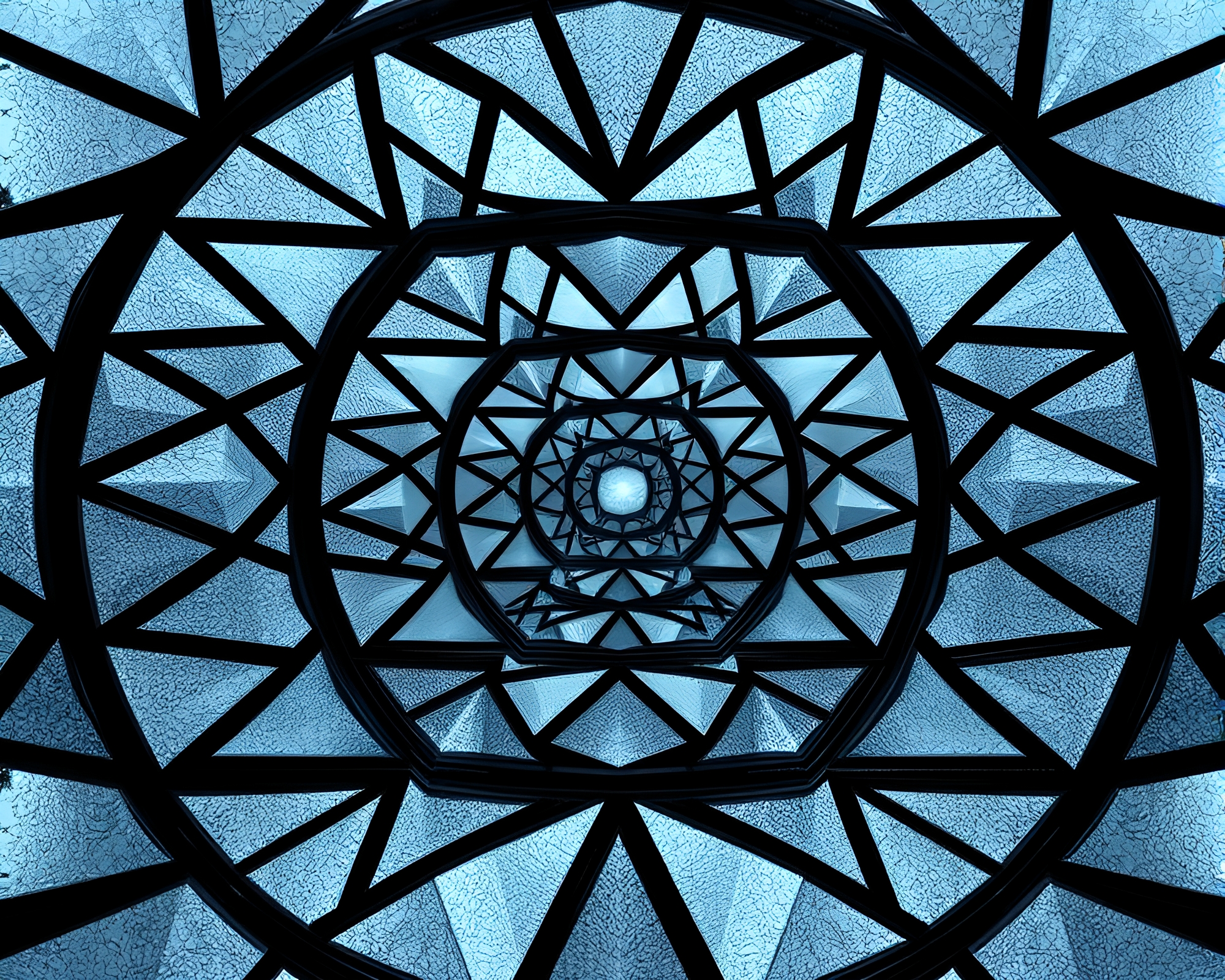 Hypnotic Mirror Maze with Stained Glass Illusions – free AI stock image