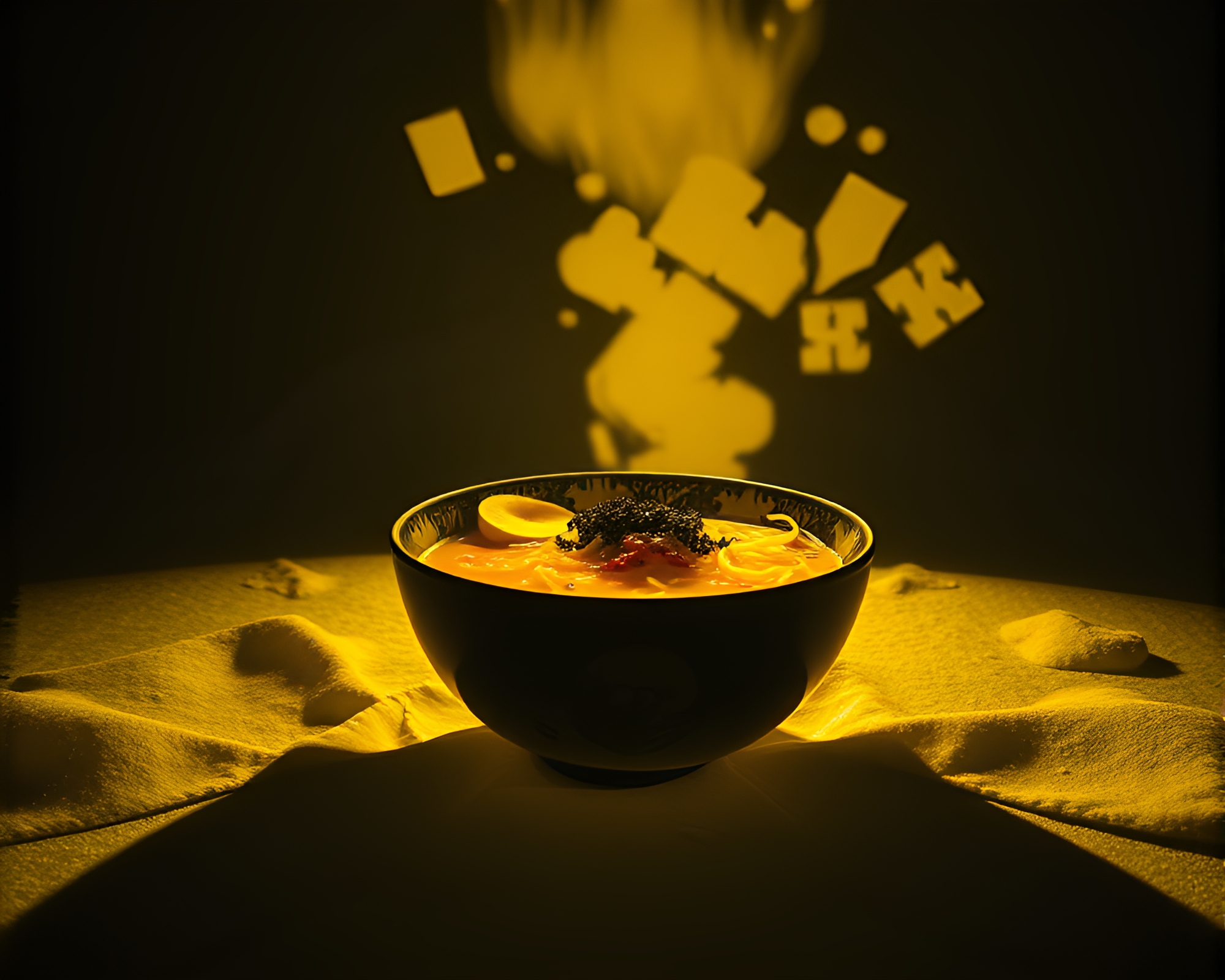 Ramen Bowl in Thermal Imaging Stencil Shadows – free AI stock image