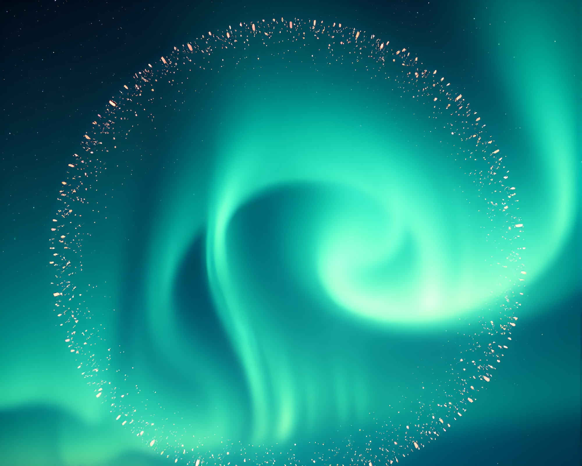 Enchanting Aurora Borealis Within Circular Lantern Glow – free AI stock image