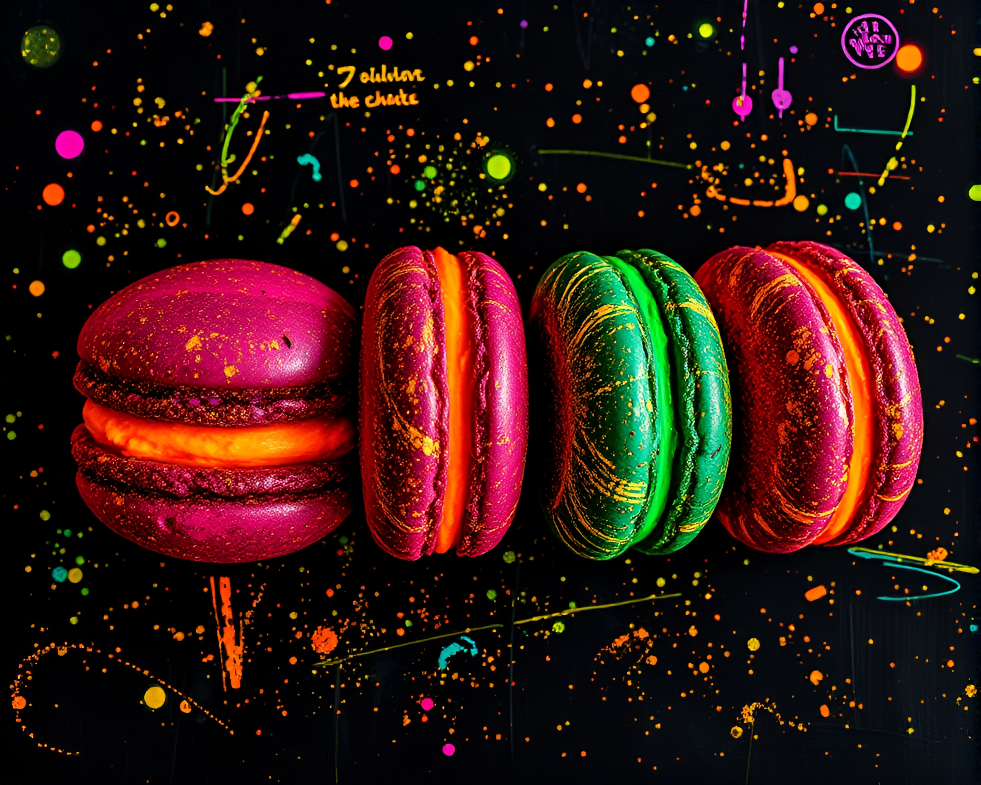Shimmering Macaron Array with Metallic Sgraffito Accents – free AI stock image