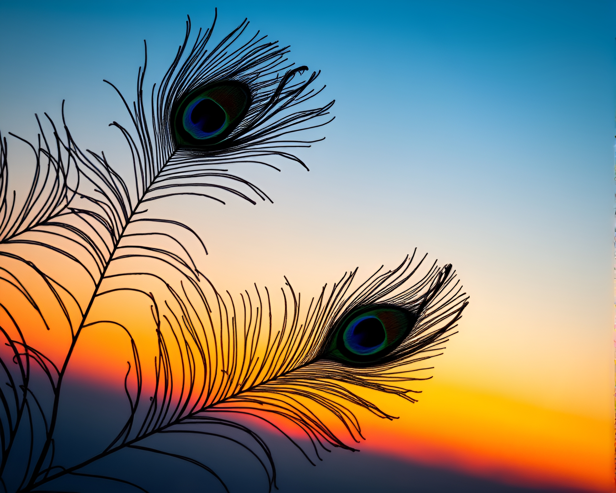 Circular Peacock Feather Sunset Dye Color Splash – free AI stock image