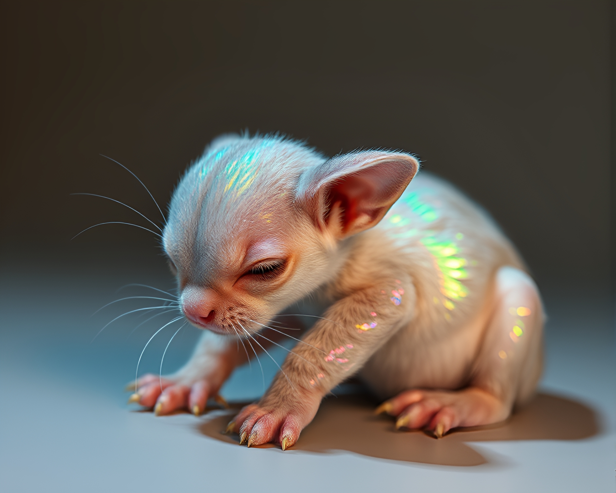 Holographic Pet in Muted Shadows with Contouring Hatching – free AI stock image