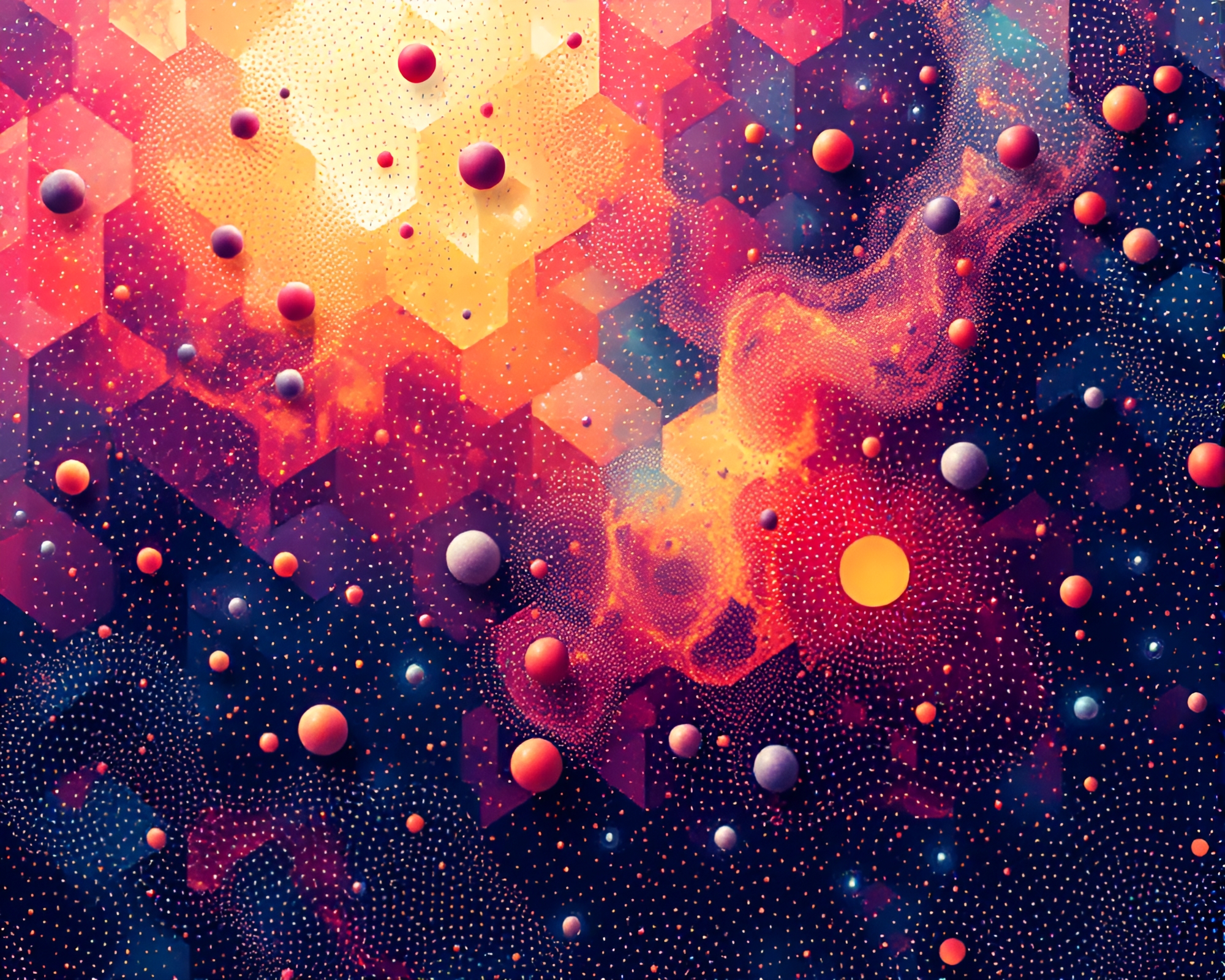Cosmic Tessellated Pointillist Nebula – free AI stock image