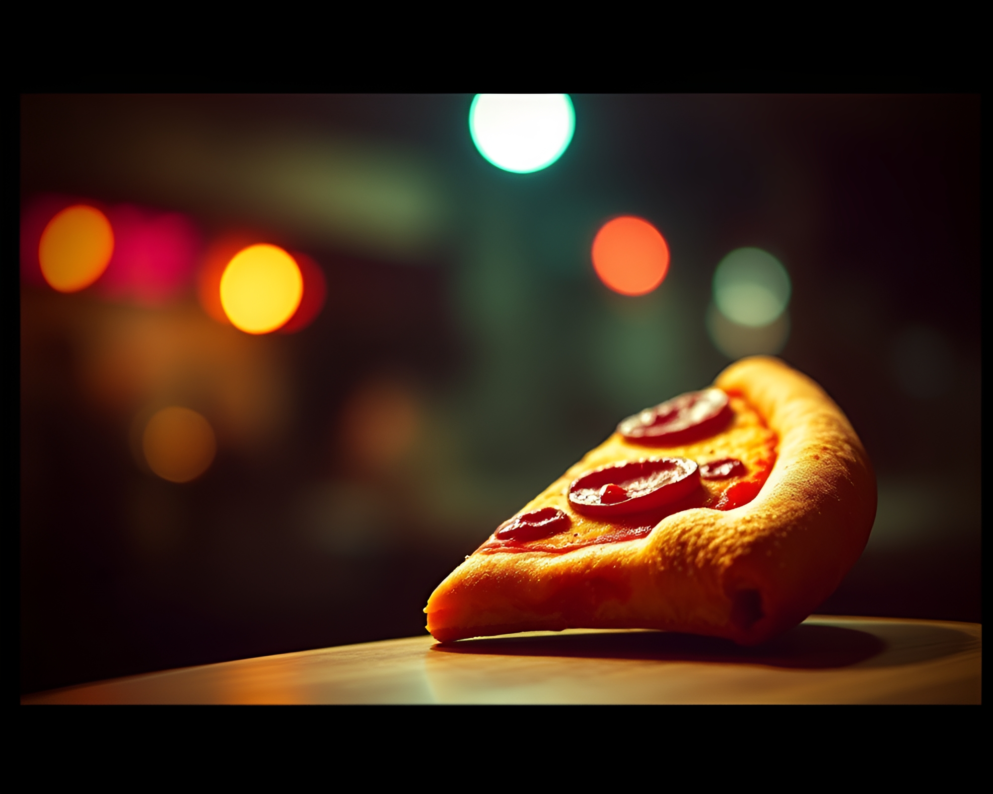 Pizza Slice Stippling Art with Lens Vignette – free AI stock image