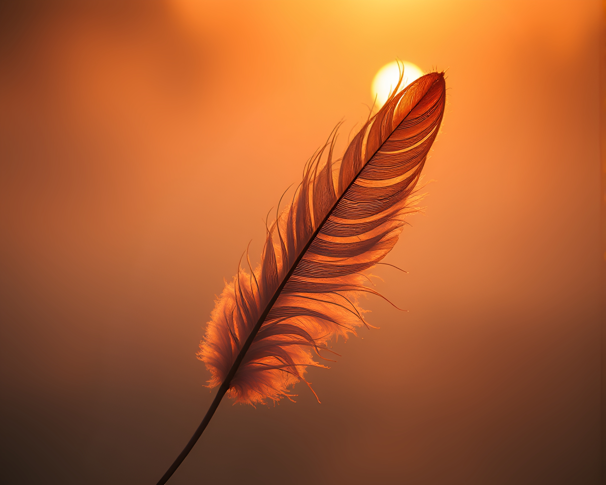 Golden Hour Siren Feather Dusting in Foggy Atmosphere – free AI stock image