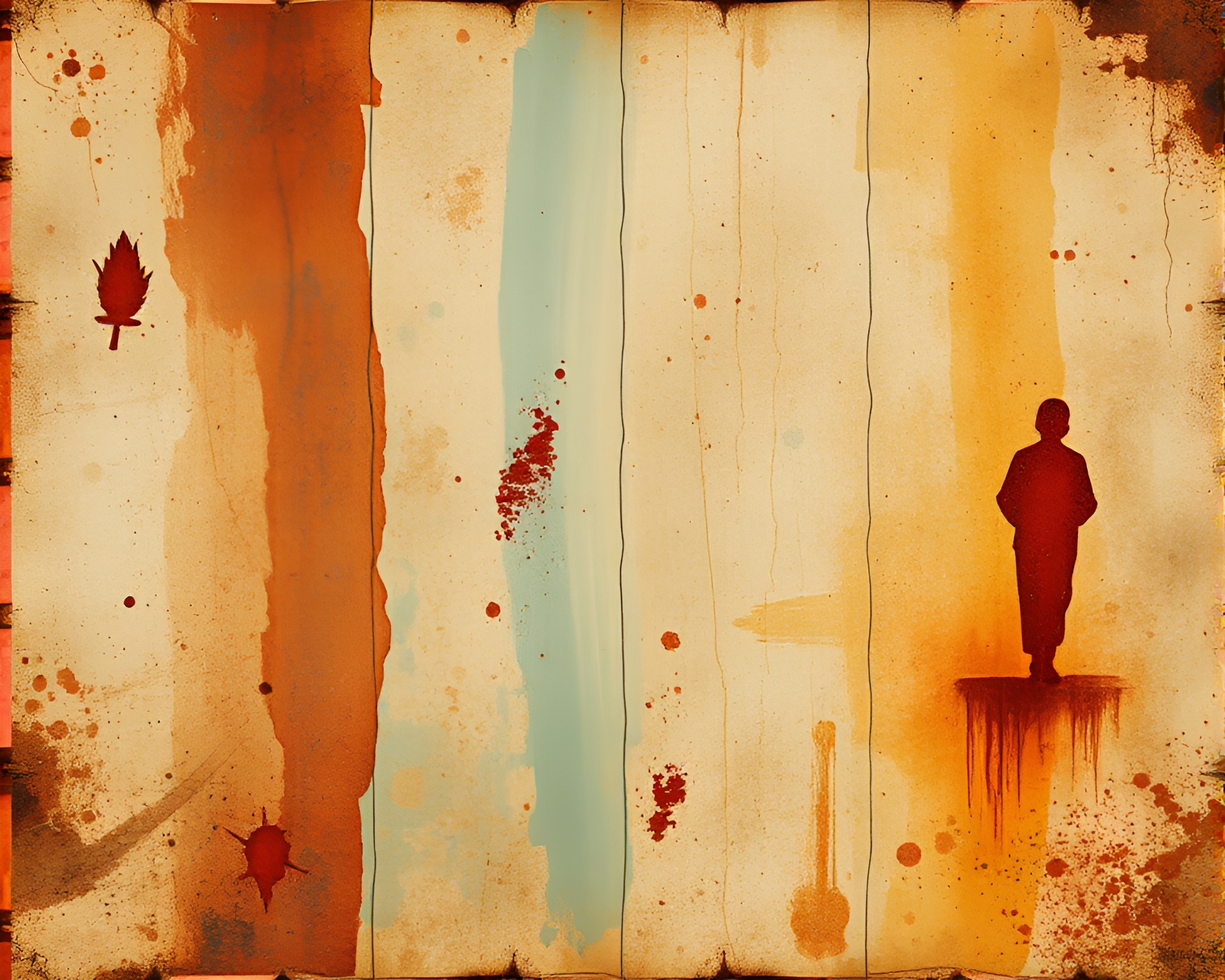 Ancient Scroll with Rust Stain Collage Art – free AI stock image