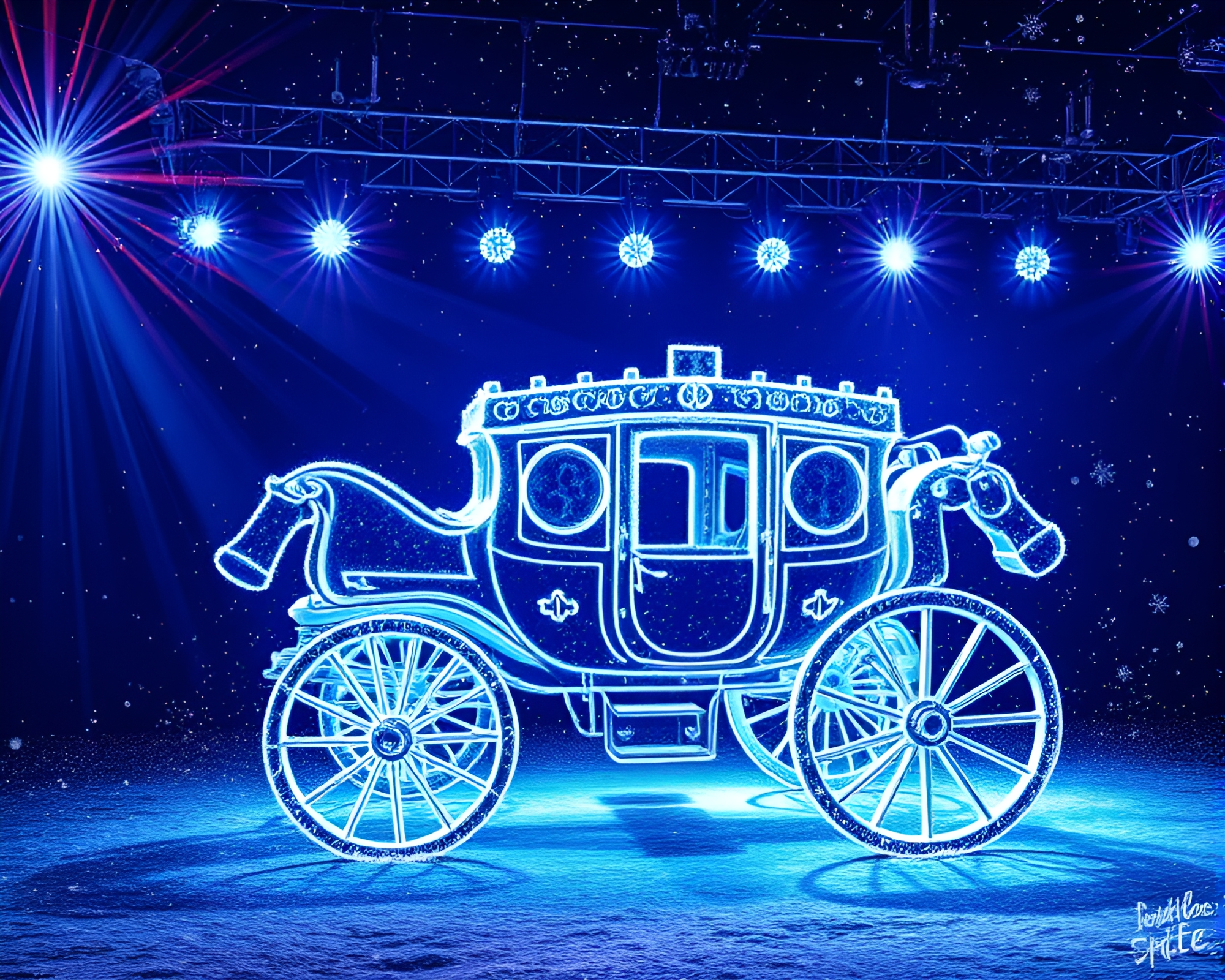 Stagecoach Encounter: Ice Crystal Club Lights Blueprint – free AI stock image