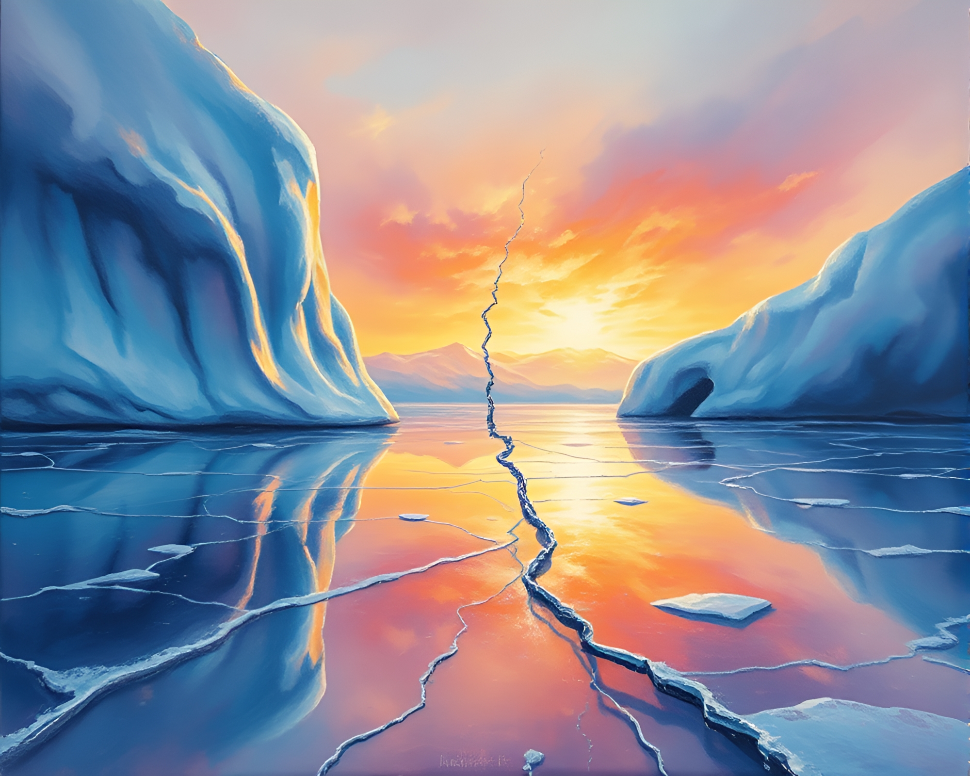 Phoenix Resurrecting Through Ice Reflection Crack – free AI stock image