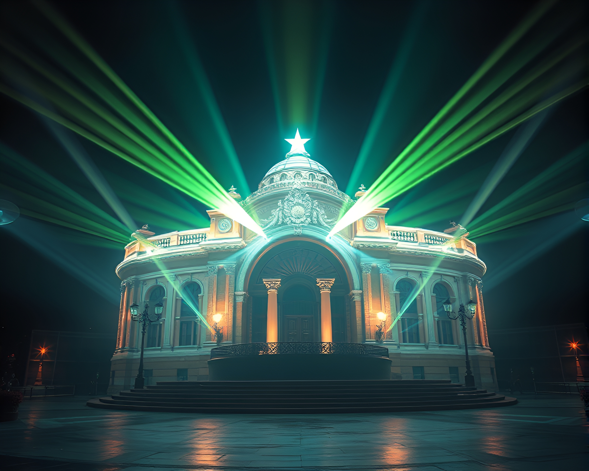 Enchanting Magic Circle Illuminated by Vibrant Laser Beams – free AI stock image