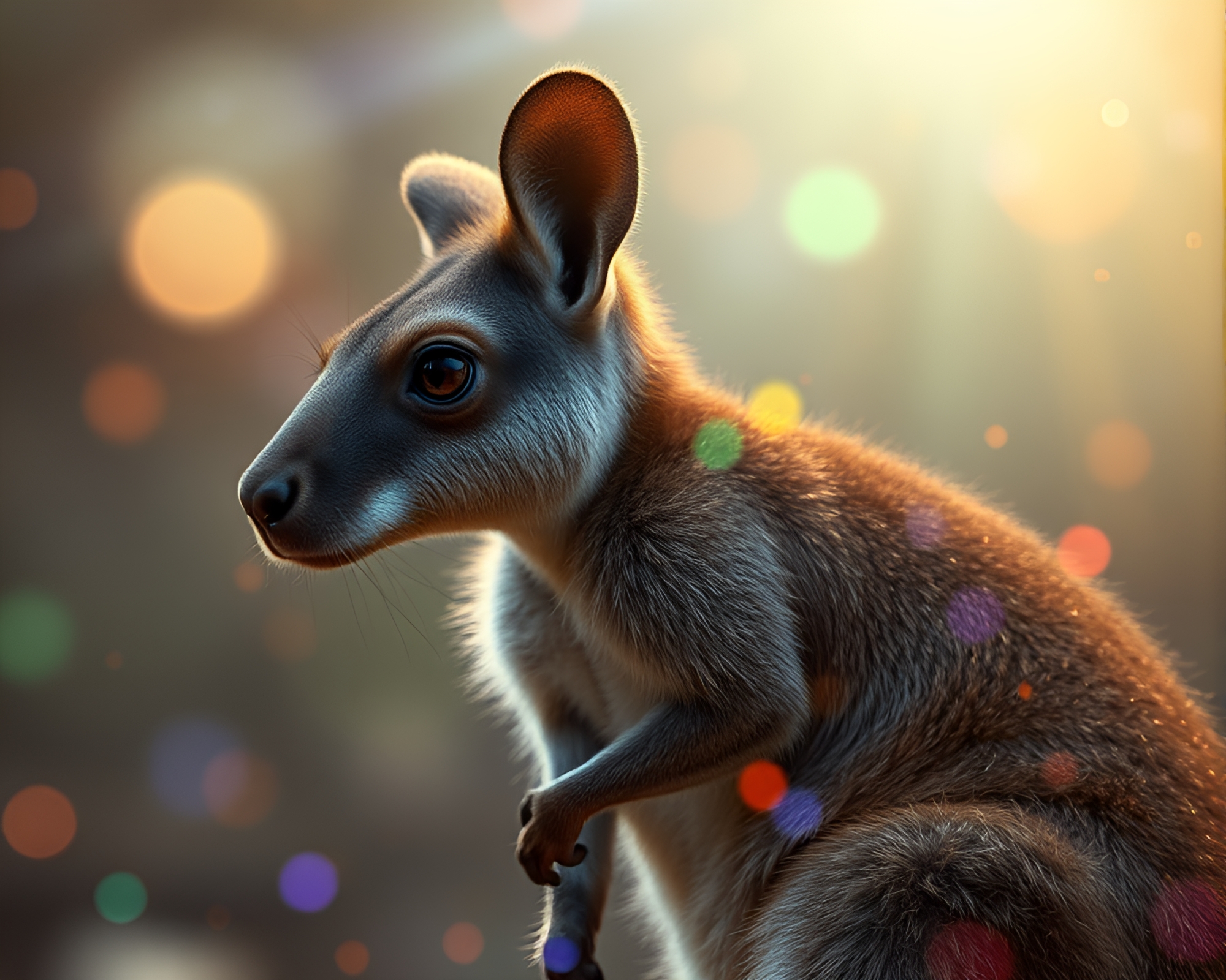 Galactic Kangaroo: Real-Time Ray Tracing Environmental Portrait – free AI stock image