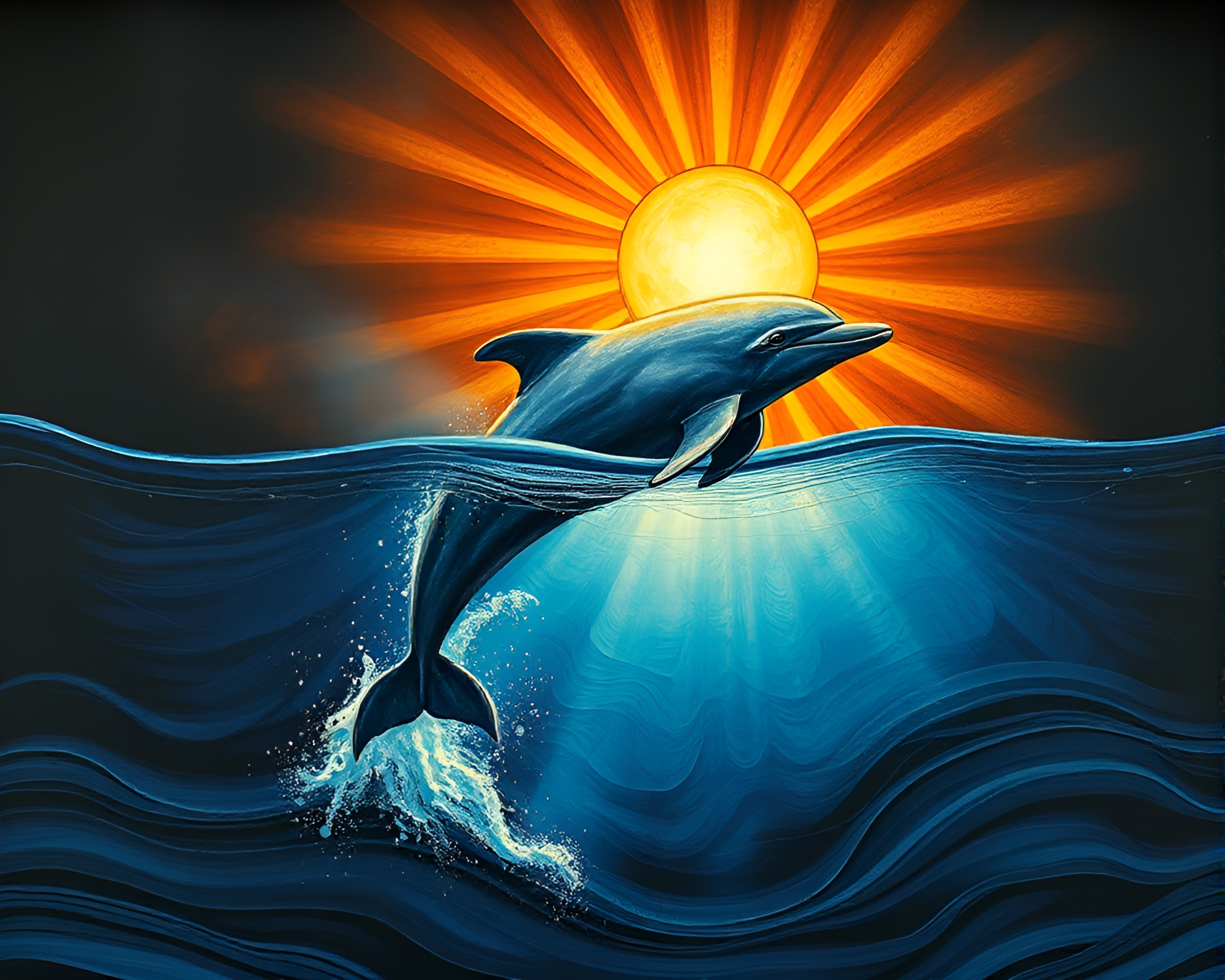 Solar Flare Glow: Amazon River Dolphin Sgraffito Composition – free AI stock image